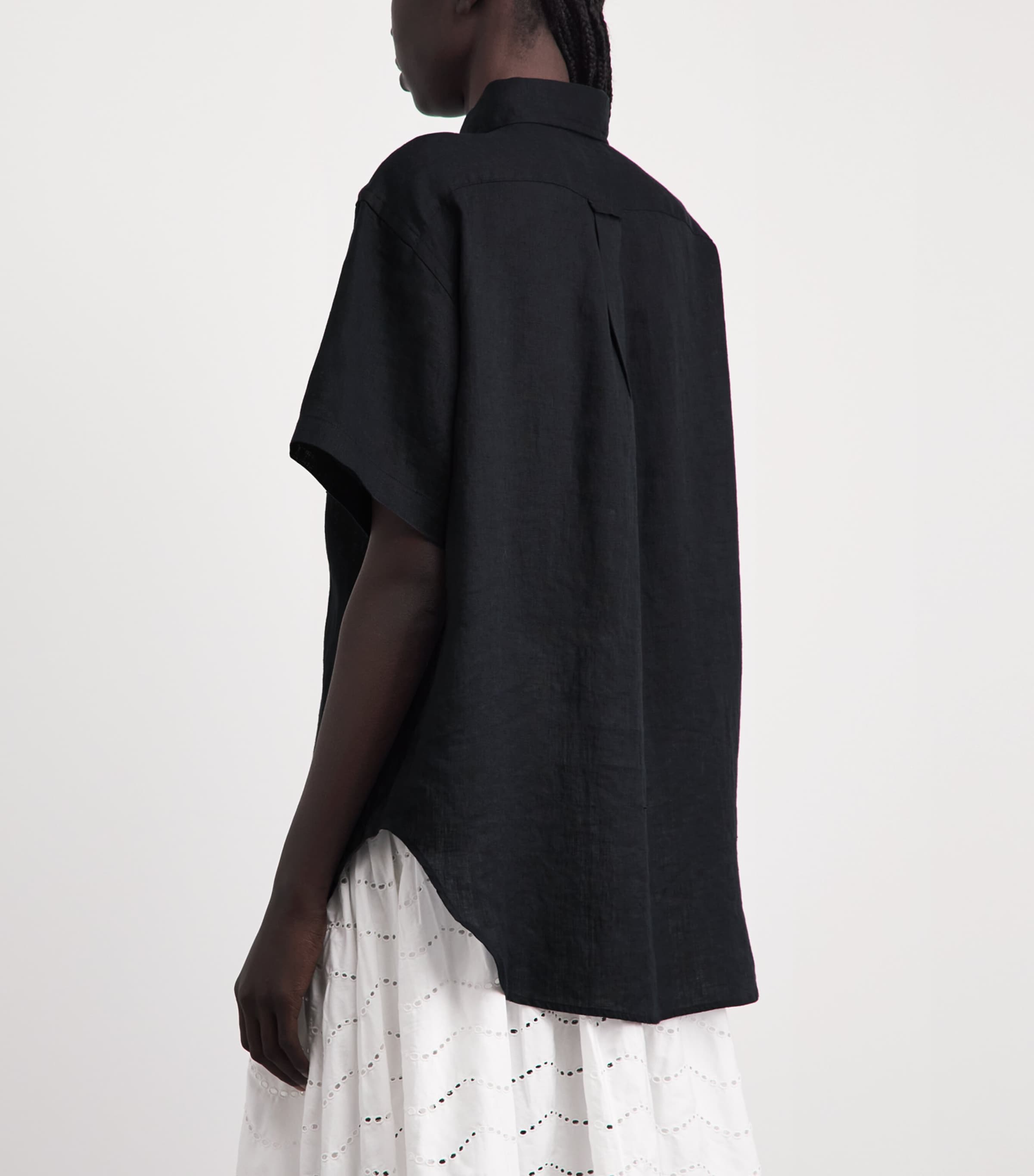 Polo Ralph Lauren Womens Linen Oversized Shirt Polo Black Image 5