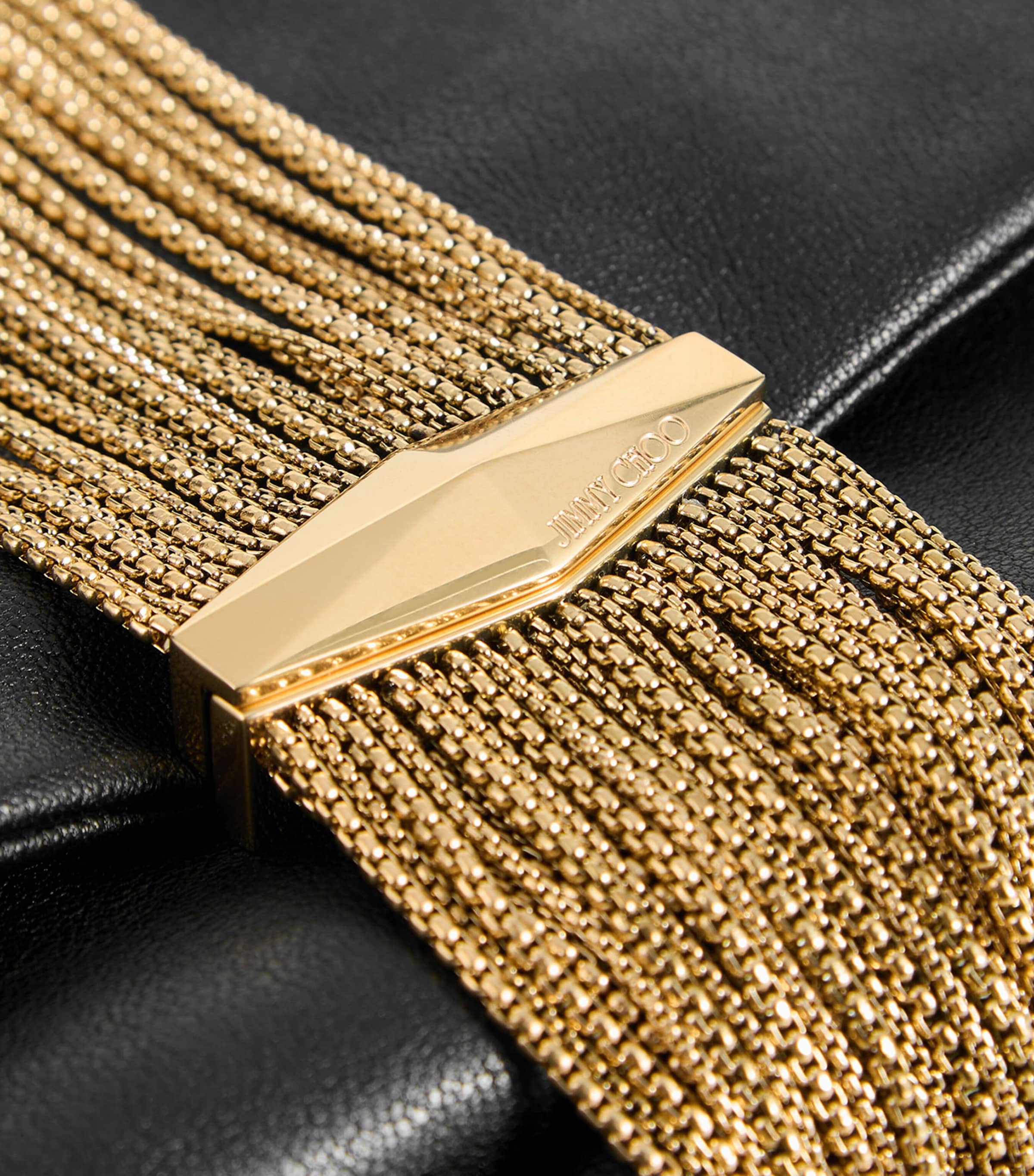 Zandra Biker Leather Clutch Bag BLACK/GOLD Image 3