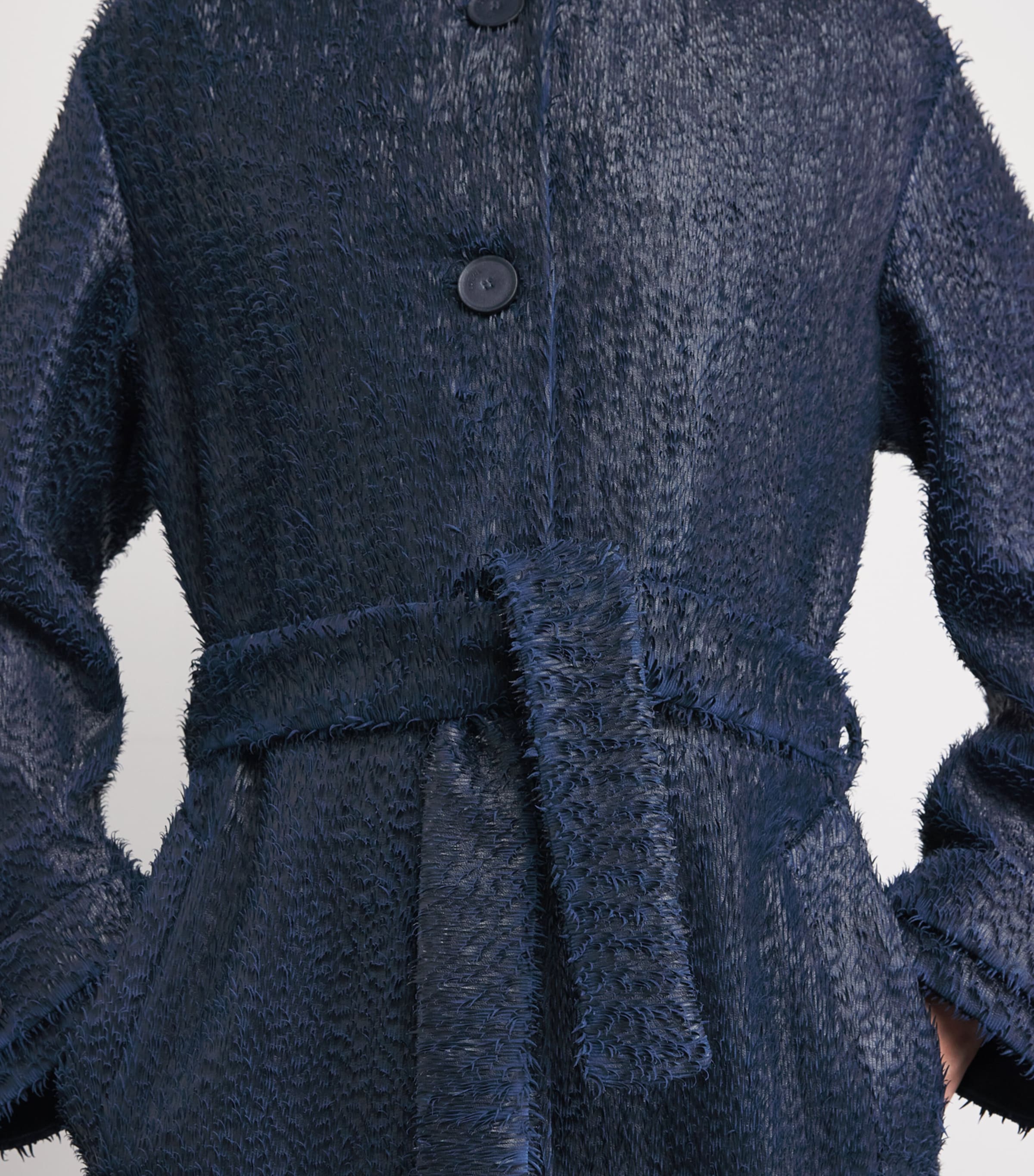 LOEWE Womens Lamb Leather Tailored Coat Dark Blue Image 5
