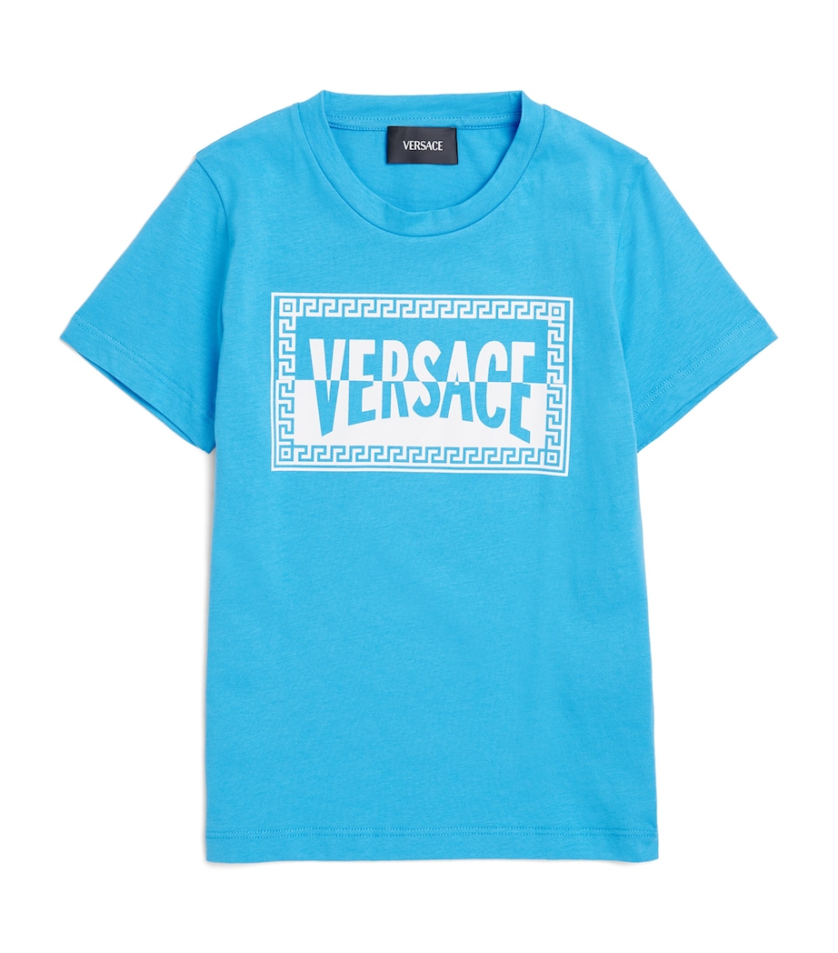 Versace Kids Cotton Logo T-Shirt (6-14 Years) Bfly+bianco Image 1