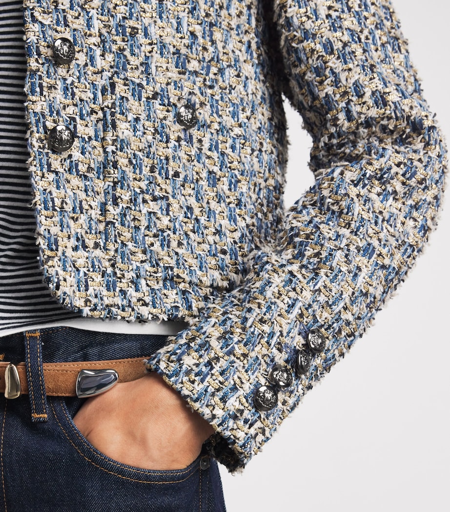 ME+EM Womens Tweed Cropped Jacket Blue Multi Image 3