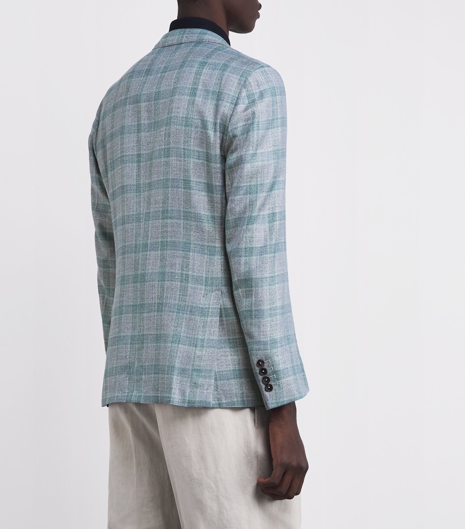 Bamboo Viscose Check Blazer 60VERDE CHIARO Image 4