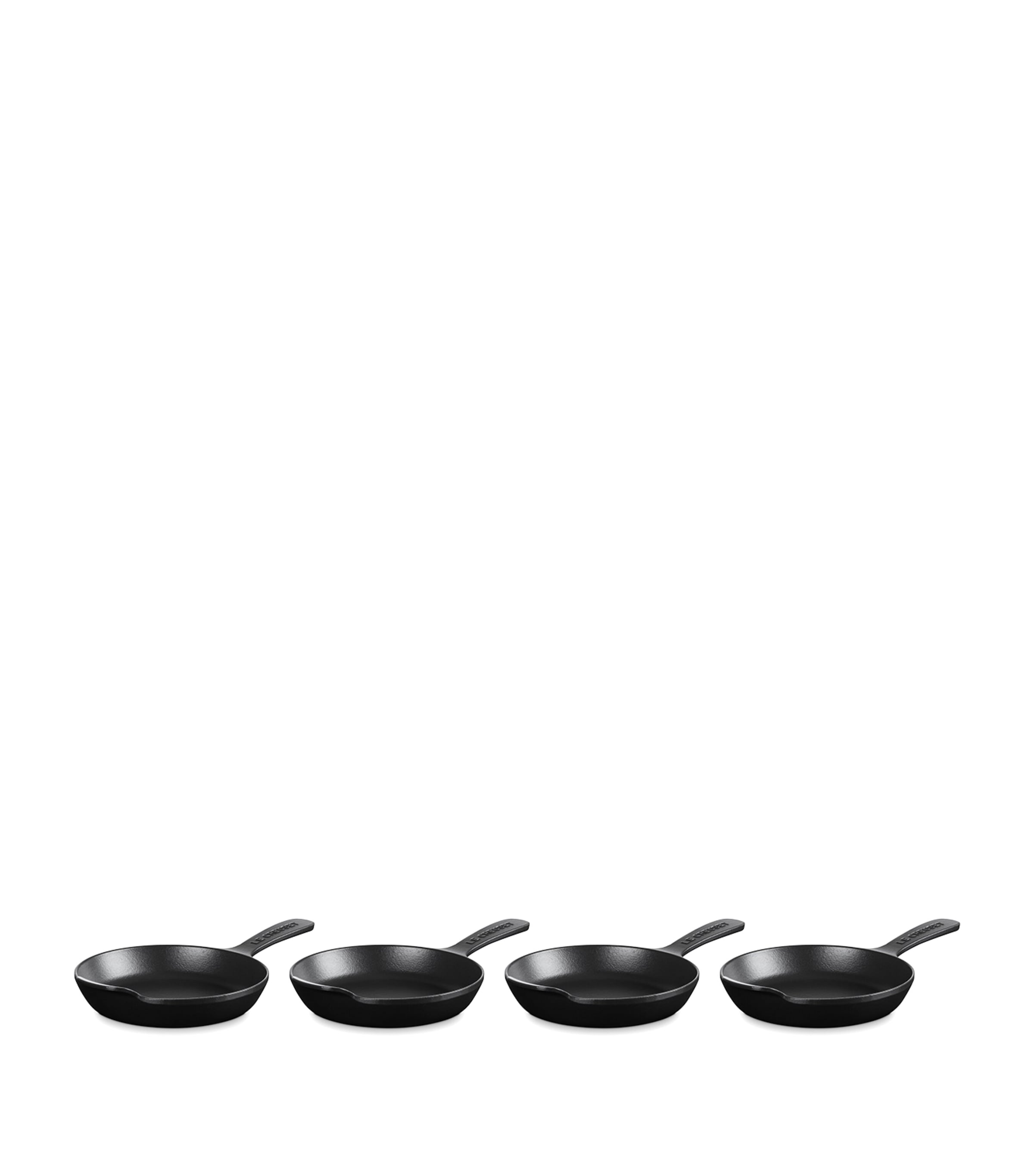Le Creuset Set Of 4 Cast Iron Gourmand Mini Skillets In Black