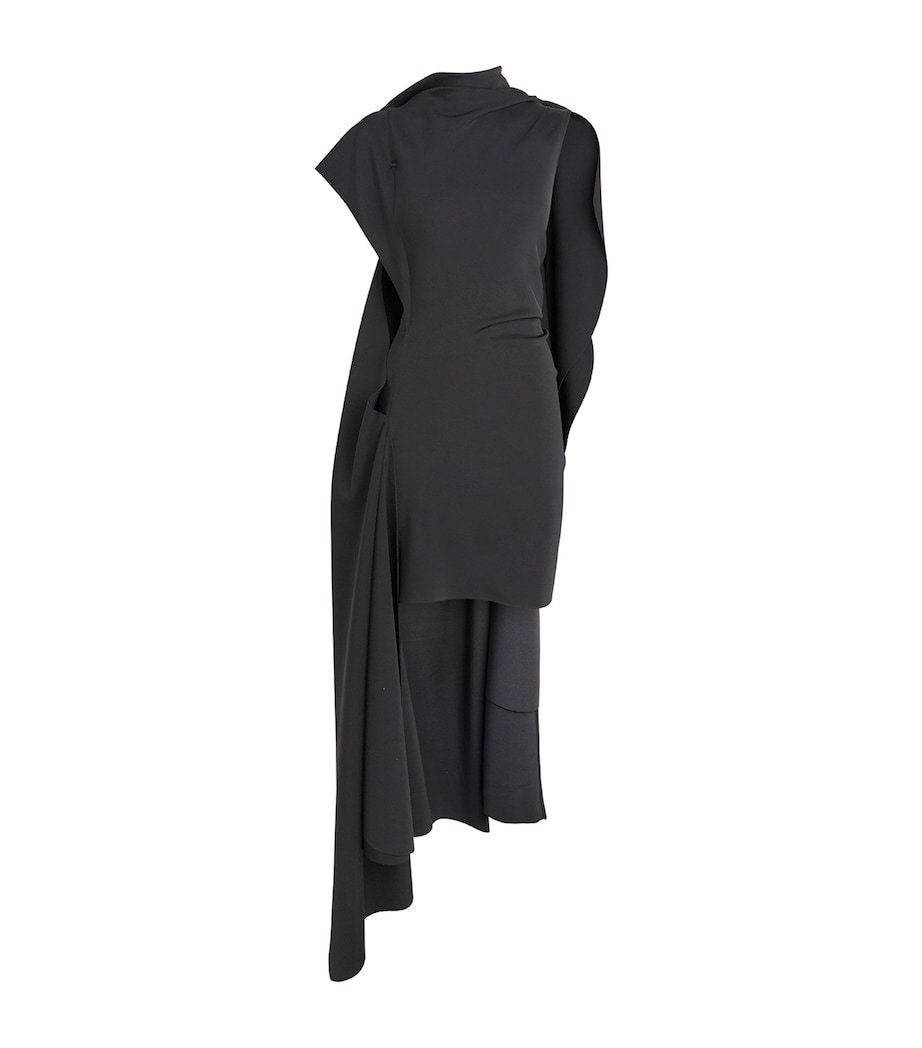 LOEWE Womens High-Neck Cape-Detail Dress Black Image 1