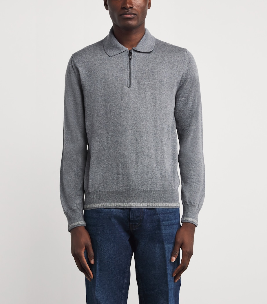 Wool-Blend Zip-Up Polo Shirt 204 Image 3