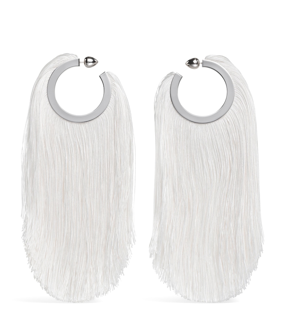 Alaïa Fringe Pendant Hoop Earrings Blanc Creme Image 1
