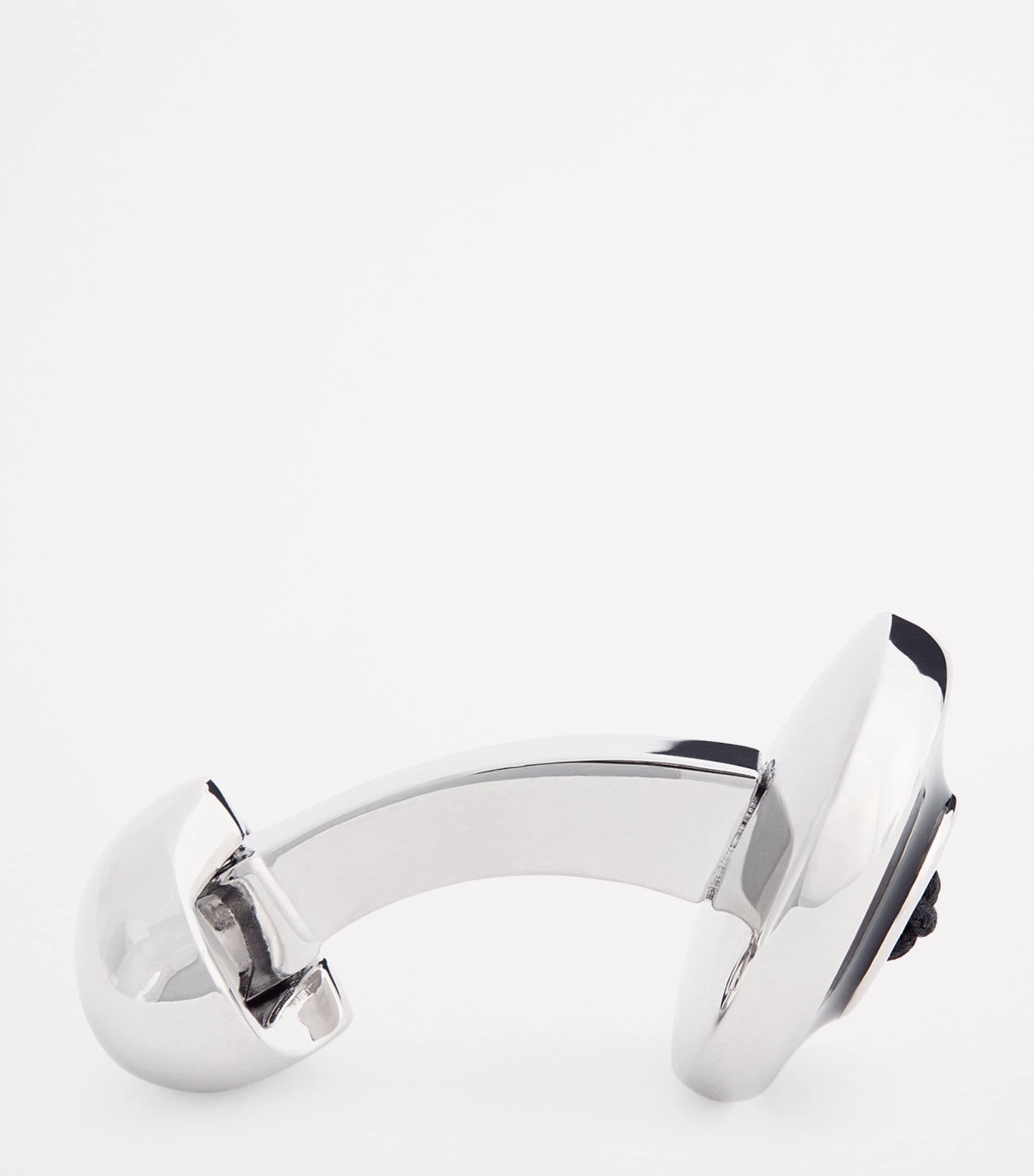 Rhodium-Plated Enamel Button Cufflinks BLACK Image 4