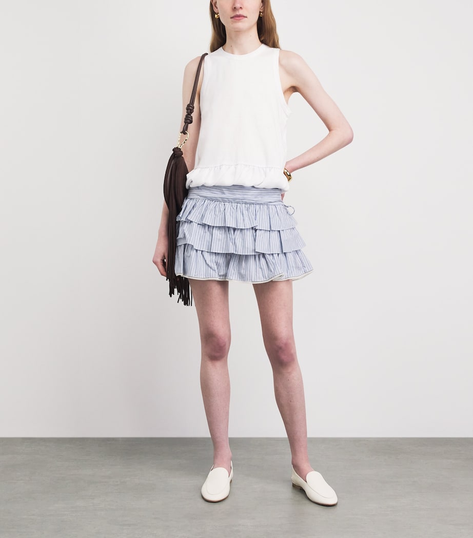 Sandro Paris Womens Cotton Ruffle Sleeveless Top White Image 2