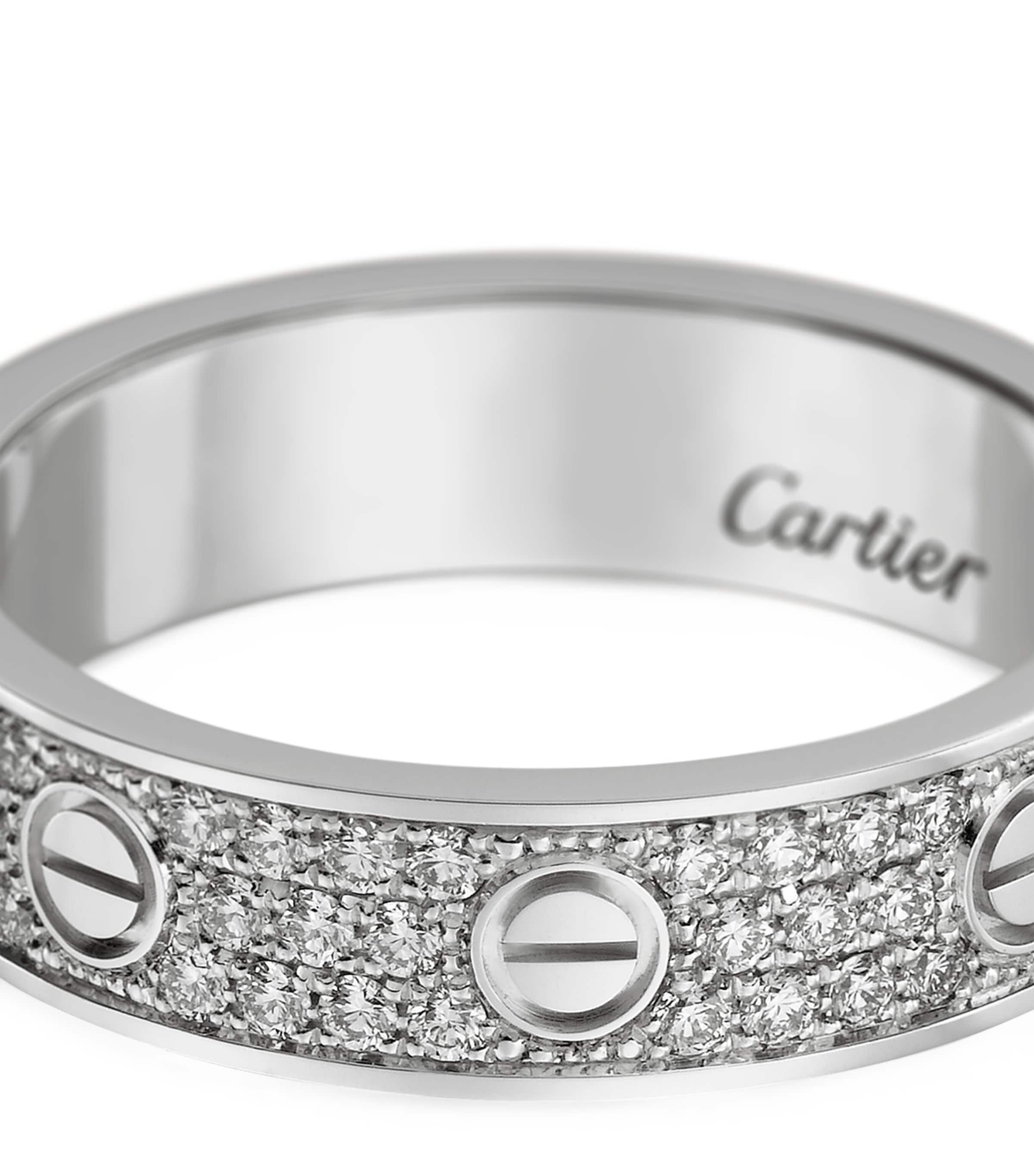 White Gold and Diamond-Paved LOVE Wedding Band MULTI Image 4