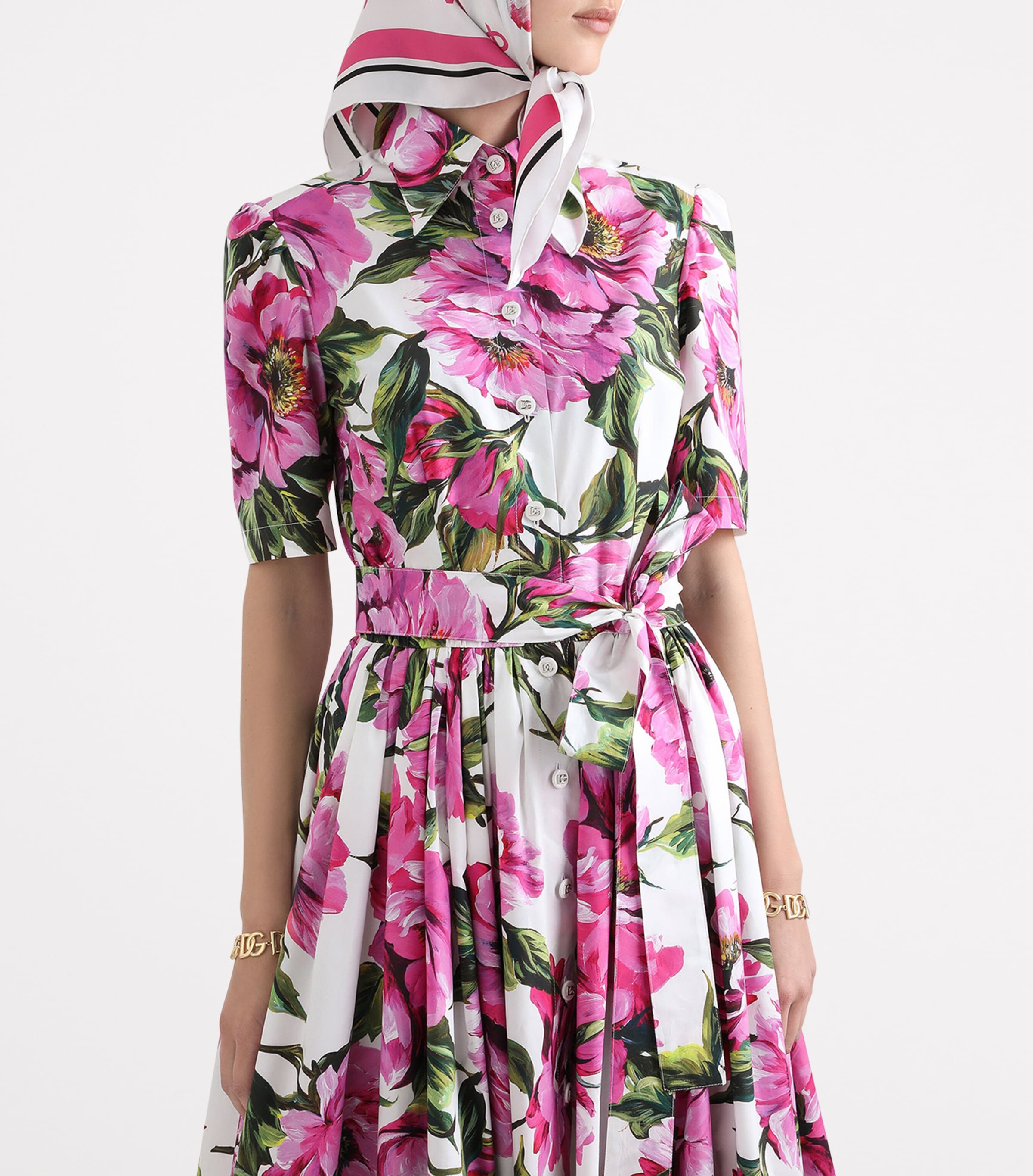 Floral Print Midi Shirt Dress HA5KR-PEONIE Image 3