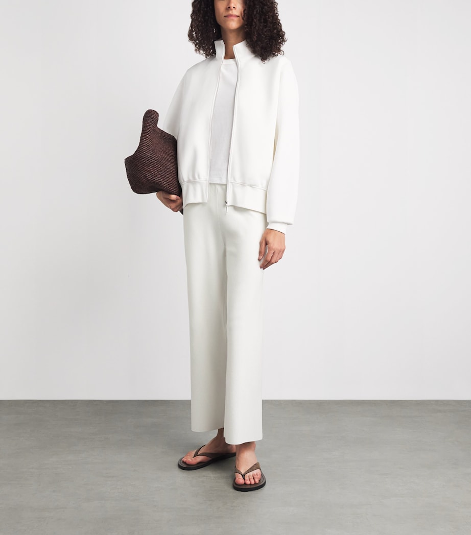 MM Womens Knitted Wide-Leg Trousers White Image 2