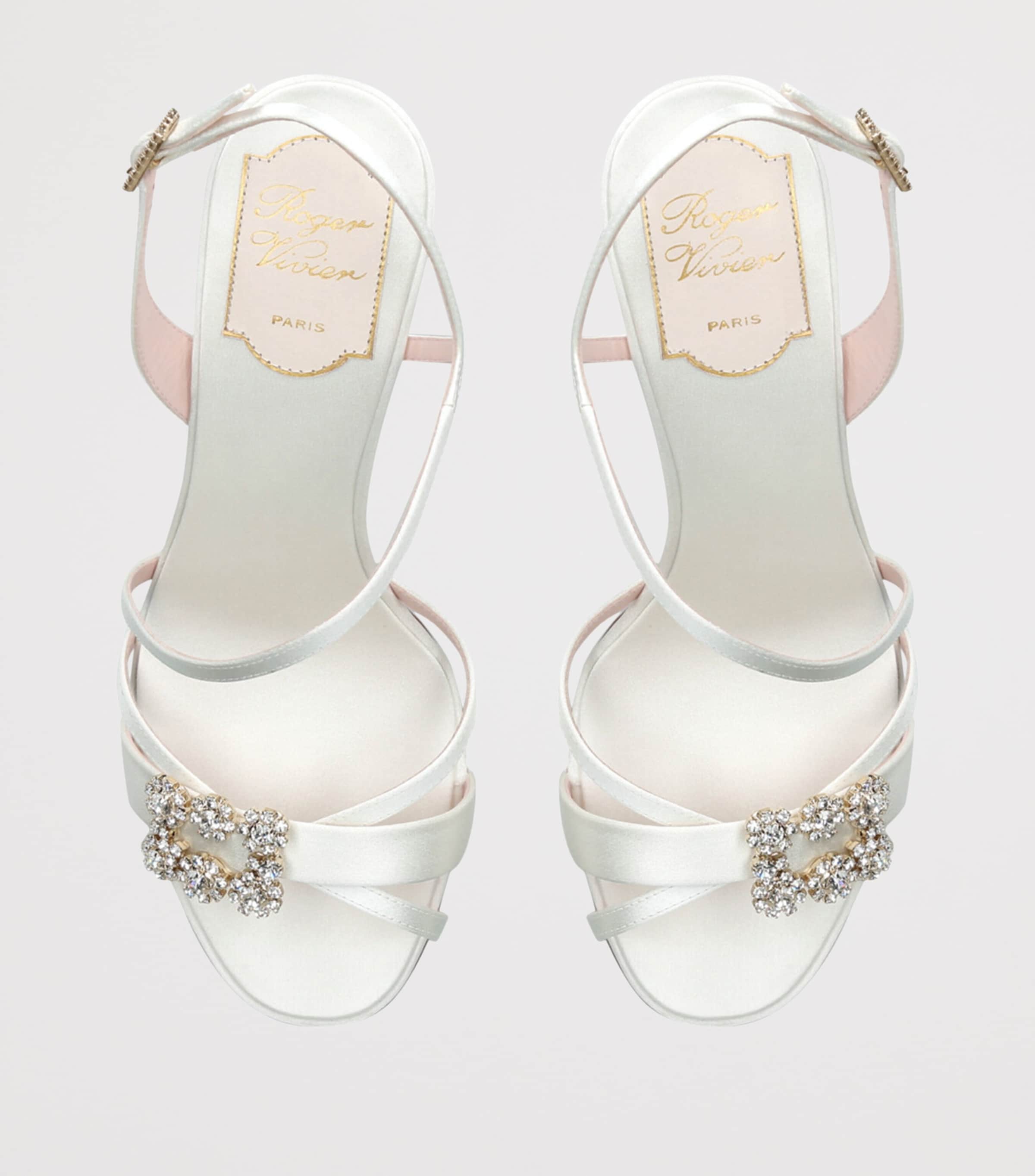 Roger Vivier Mini Flower Strass Heeled Sandals 65 Cream Image 4