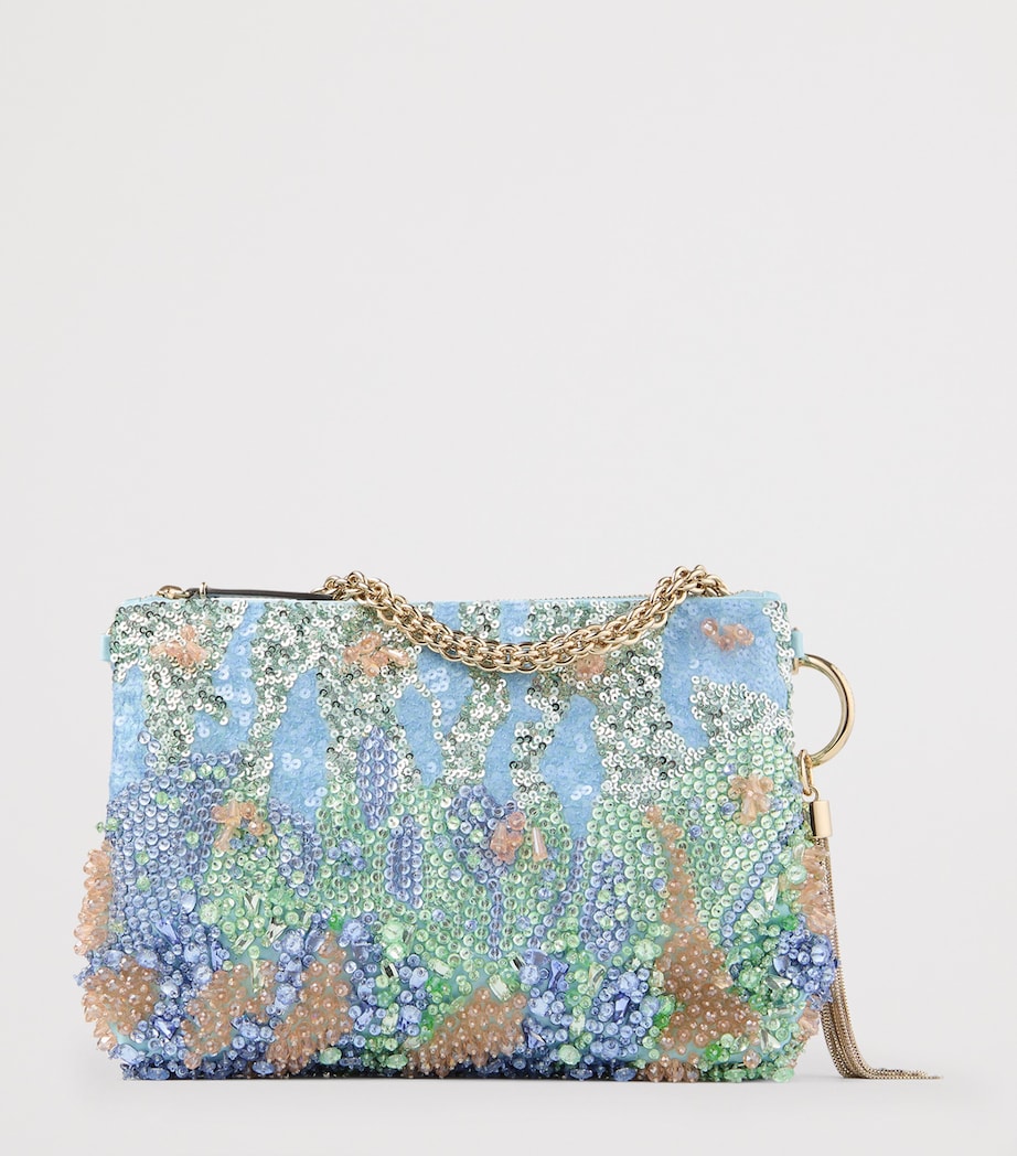 Jimmy Choo Callie Satin Embellished Clutch Bag Blue Multi/light Gol Image 4