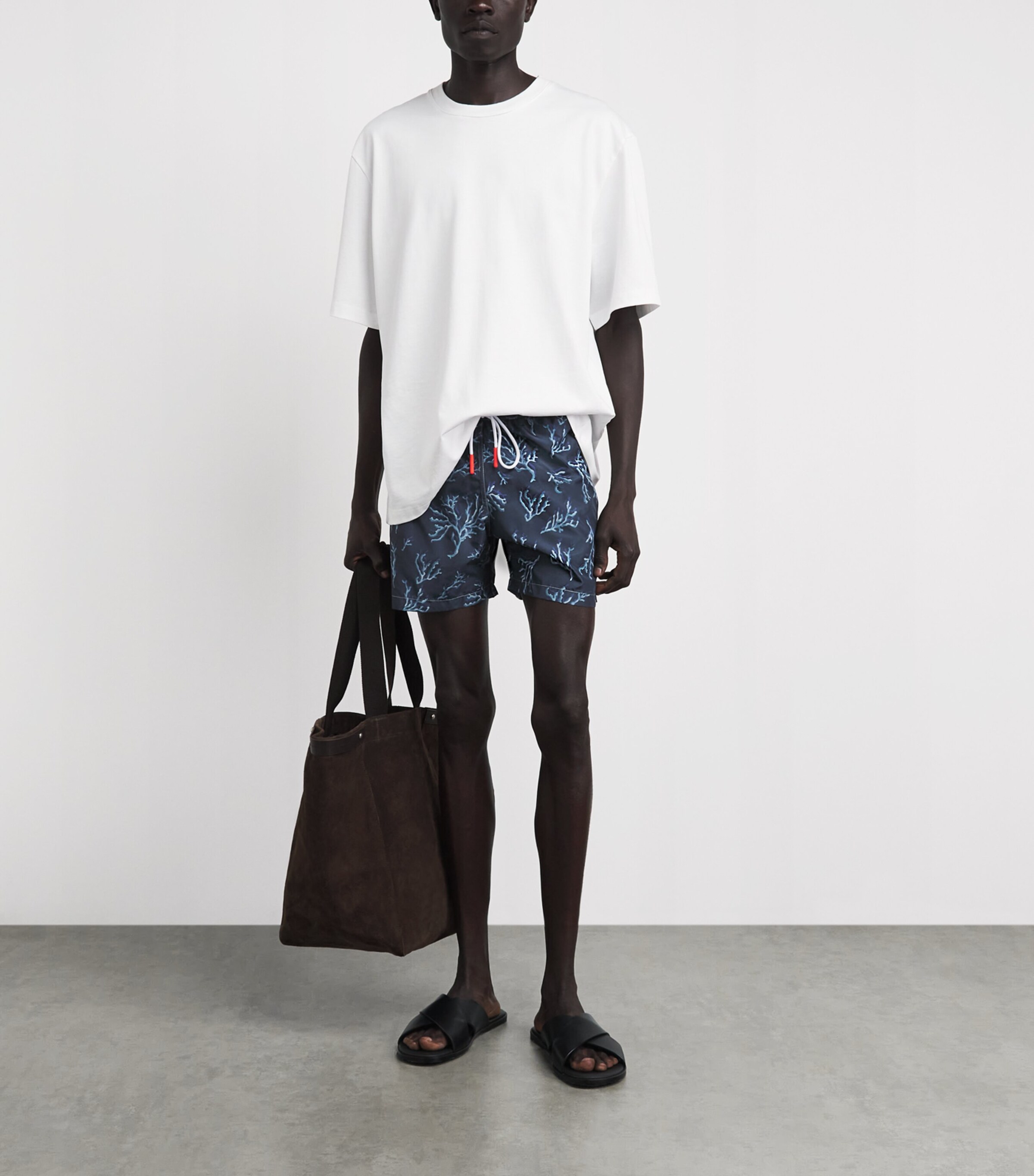 Isaia Mens Coral Print Swim Shorts Image 2