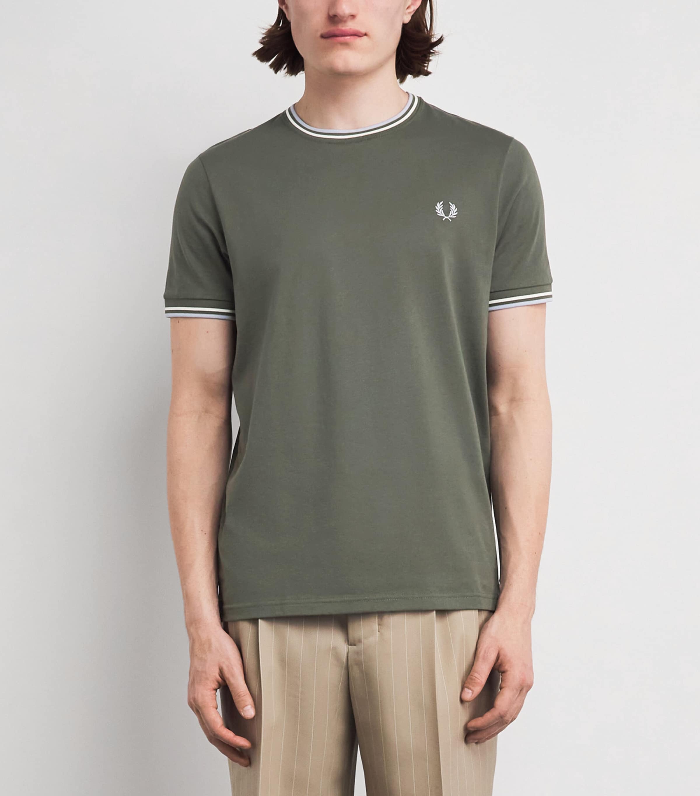 Fred Perry Mens Cotton Twin Tipped T-Shirt Laurel Wreath Gr Image 4