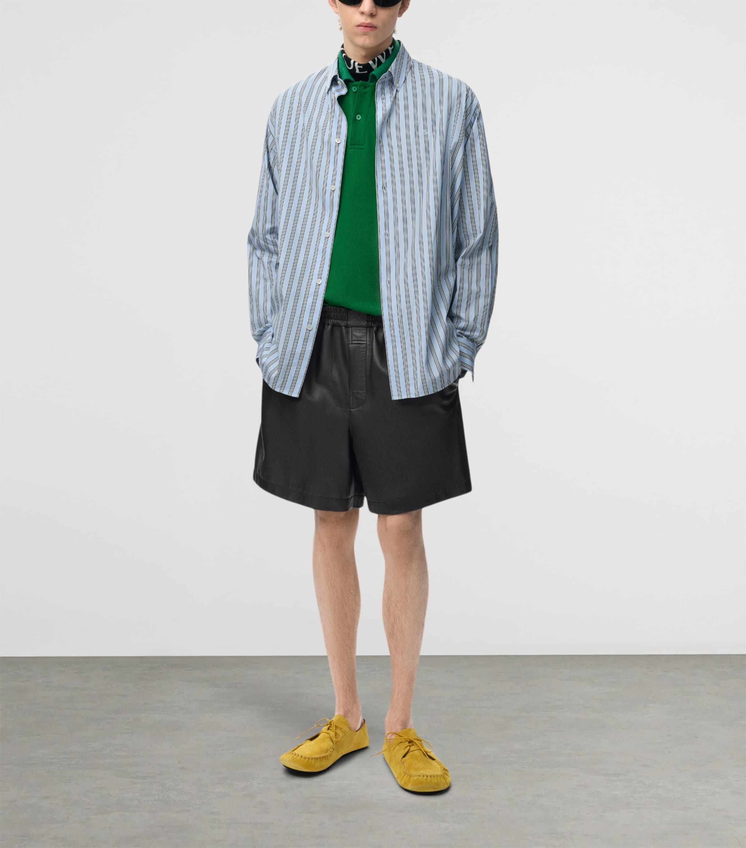 LOEWE Mens Stripe Anagram Shirt Blue/white Image 2