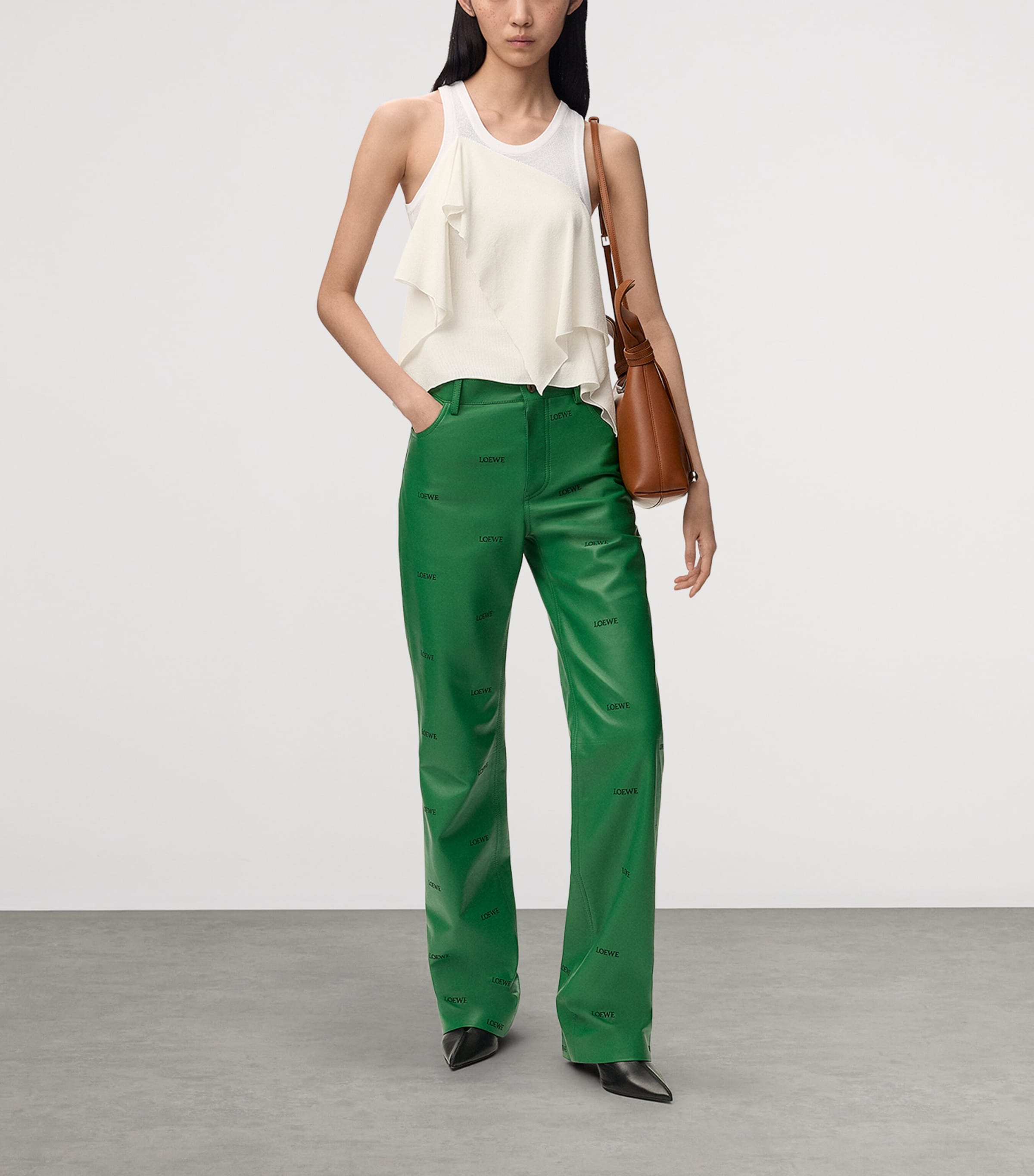 LOEWE Womens Asymmetric Panel Tank Top White Image 2
