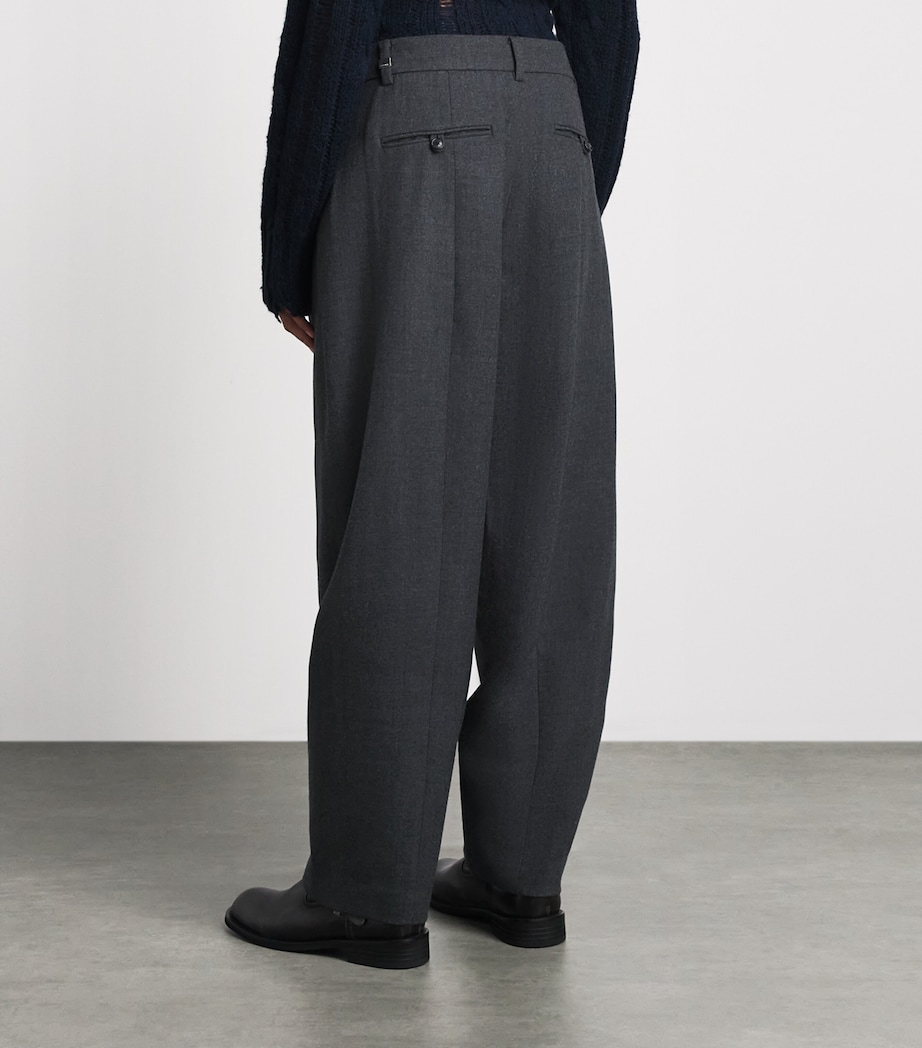 System Mens Wool Pleated Trousers Black Grey Image 5