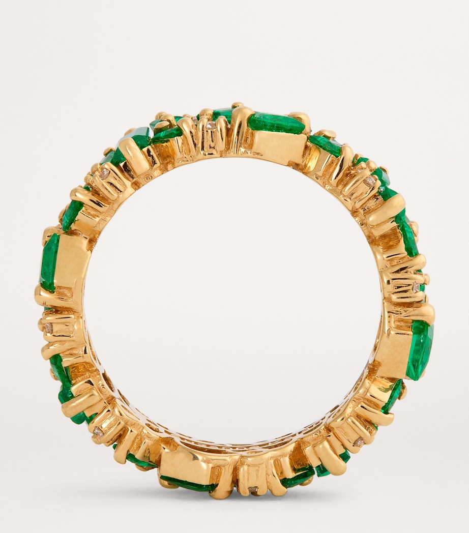 Yellow Gold, Diamond and Emerald La Fantaisie Eternity Ring 18K YG/EMER Image 3