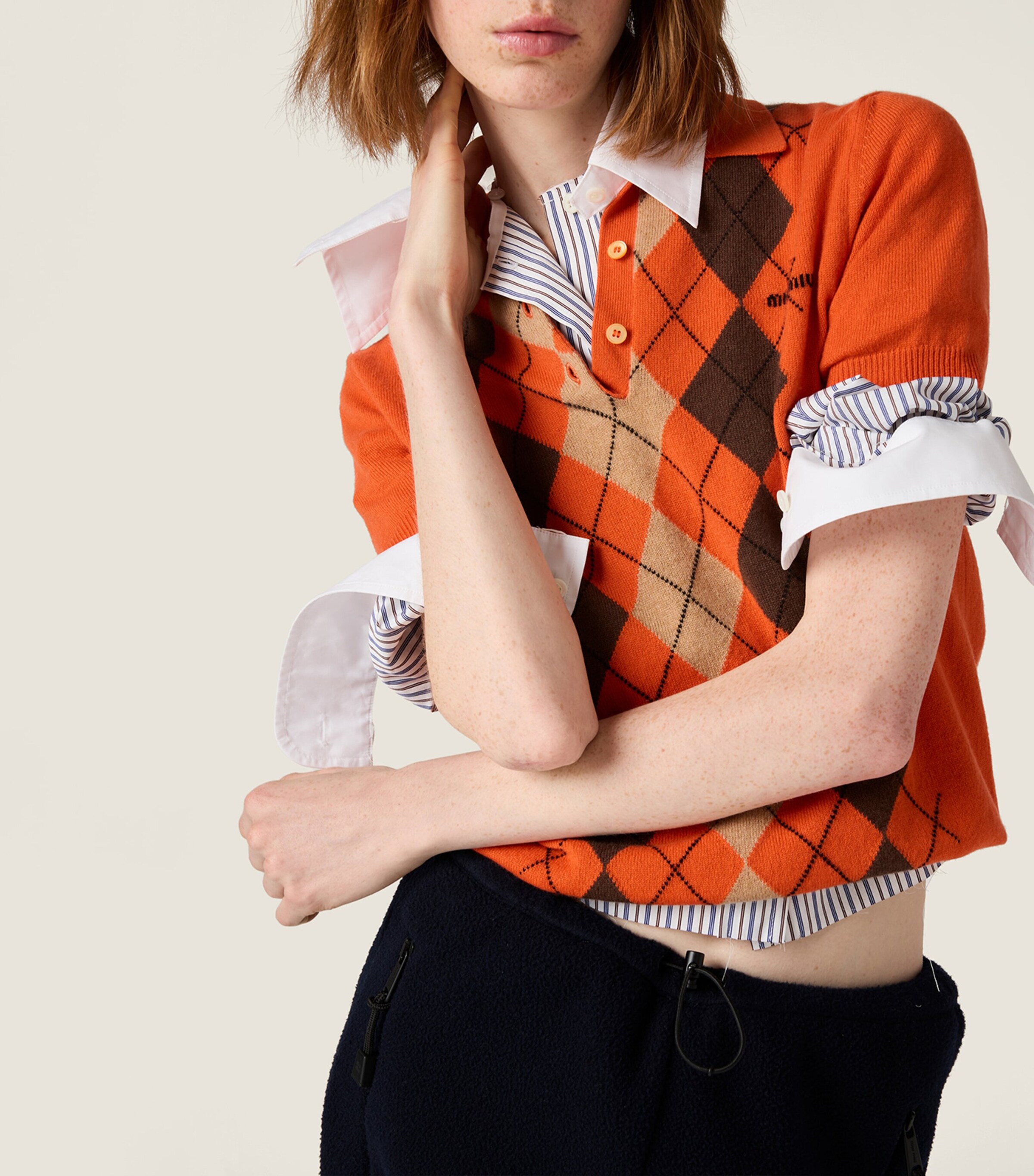 Miu Miu Womens Cotton Stripe Logo Shirt Image 5