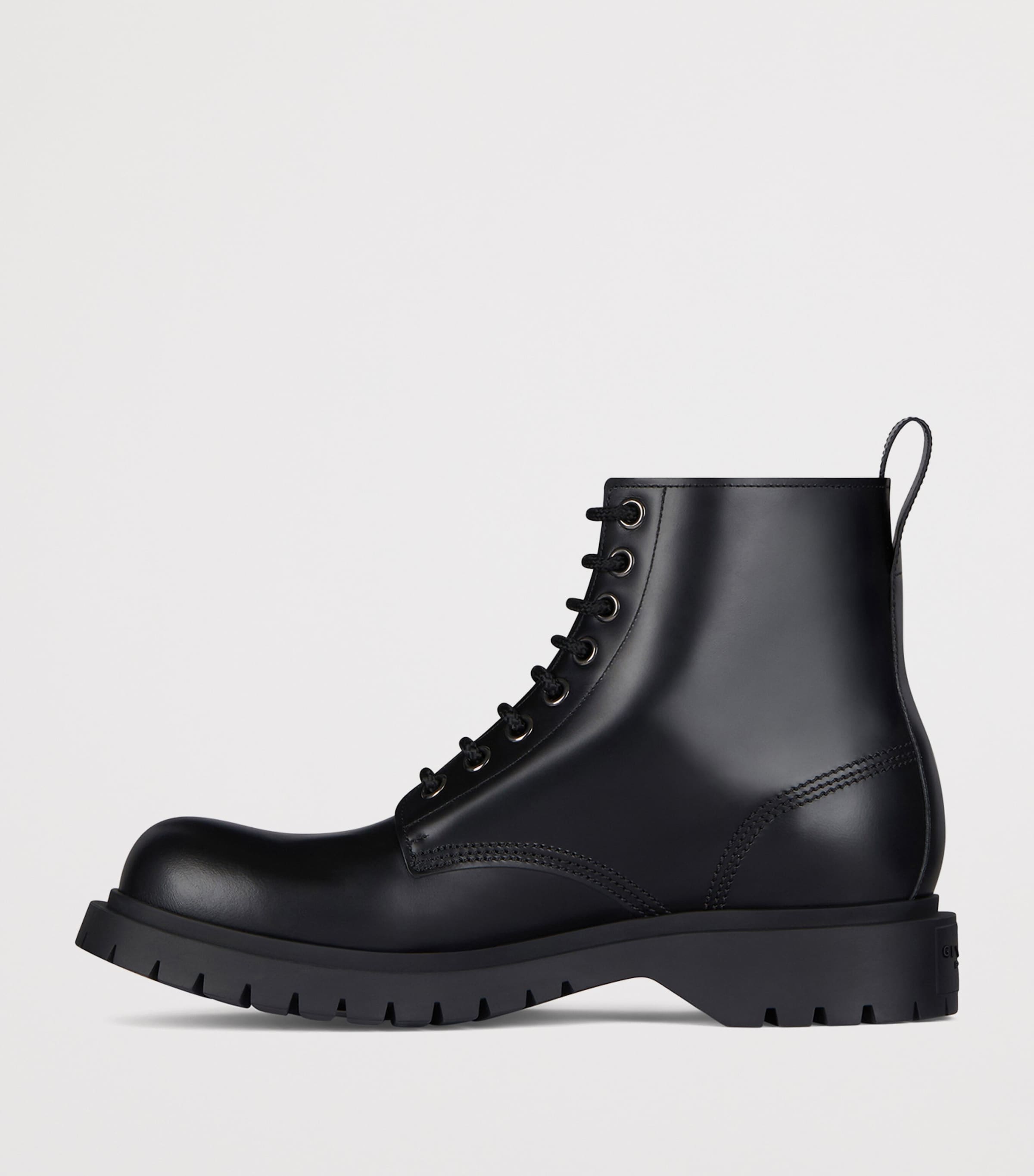 Leather Lace-Up Ankle Boots BLACK Image 3