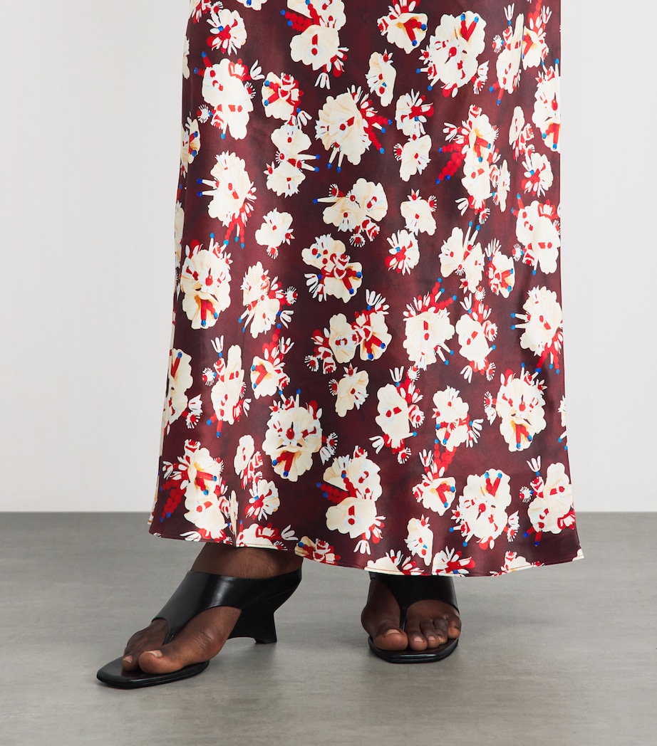 Rabanne Womens Silk Floral Print Maxi Dress Flwrs Trms Prple/yel Image 5