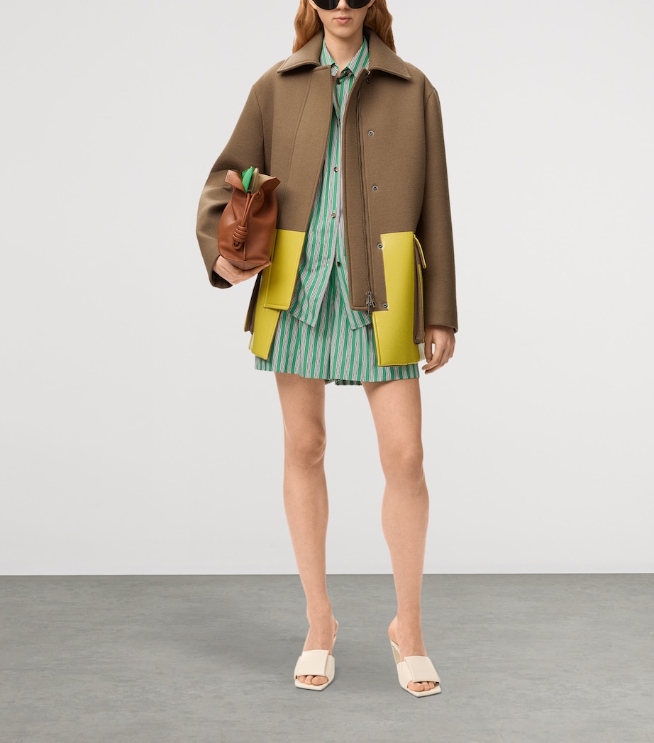 LOEWE Womens Wool-Blend Two-Tone Coat Camel Image 2