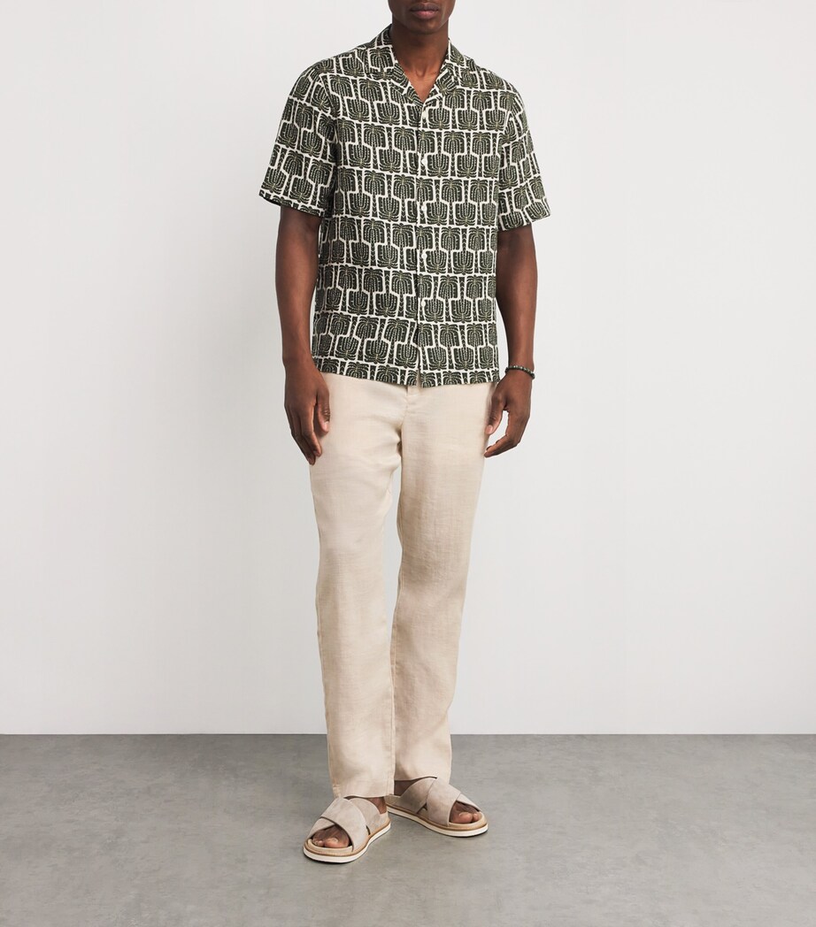 Frescobol Carioca Mens Linen-Cotton Oscar Slim Trousers Sand Image 2