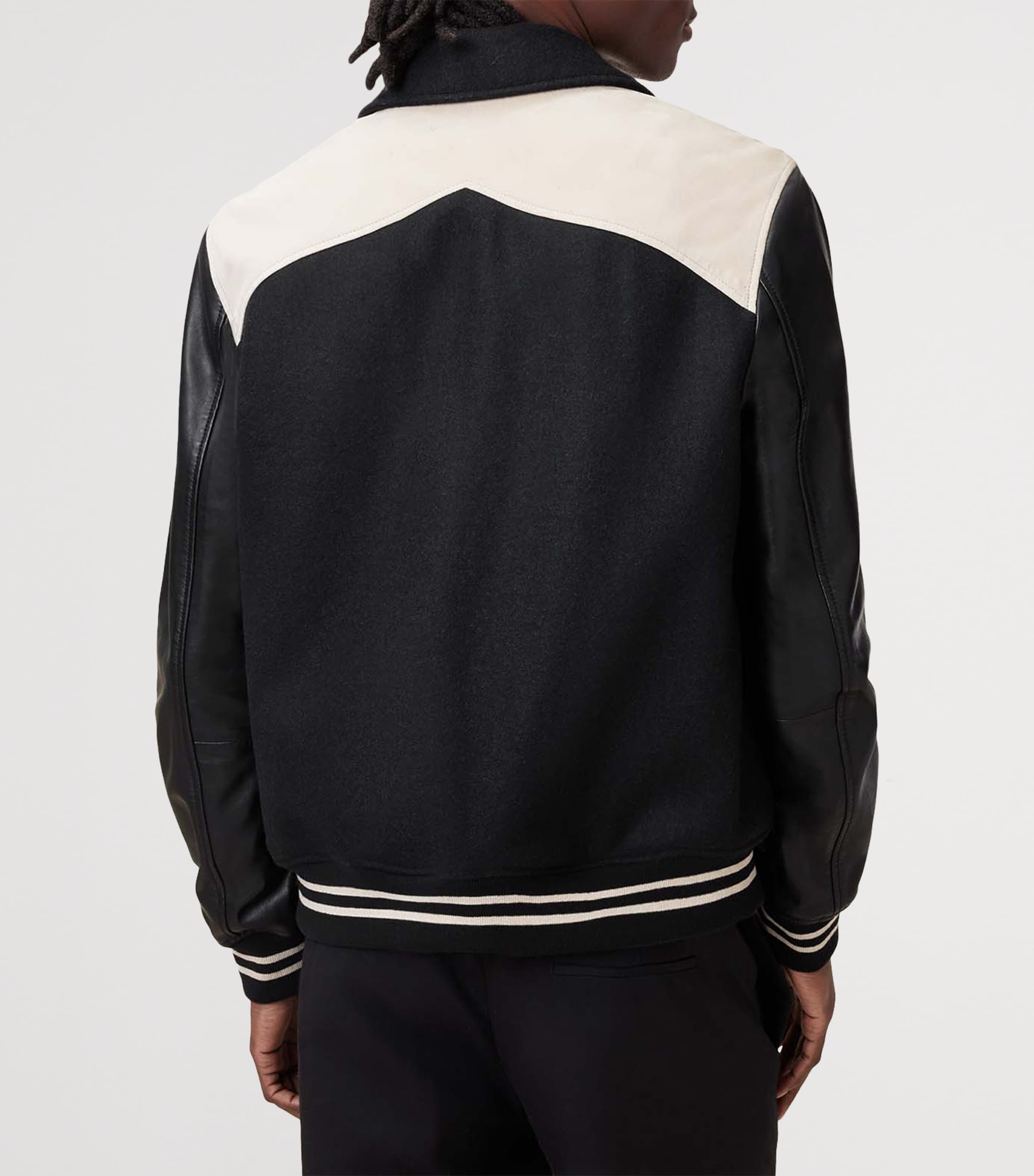 Leather-Trim Endleton Bomber Jacket BLACK/ECRU WHITE Image 7