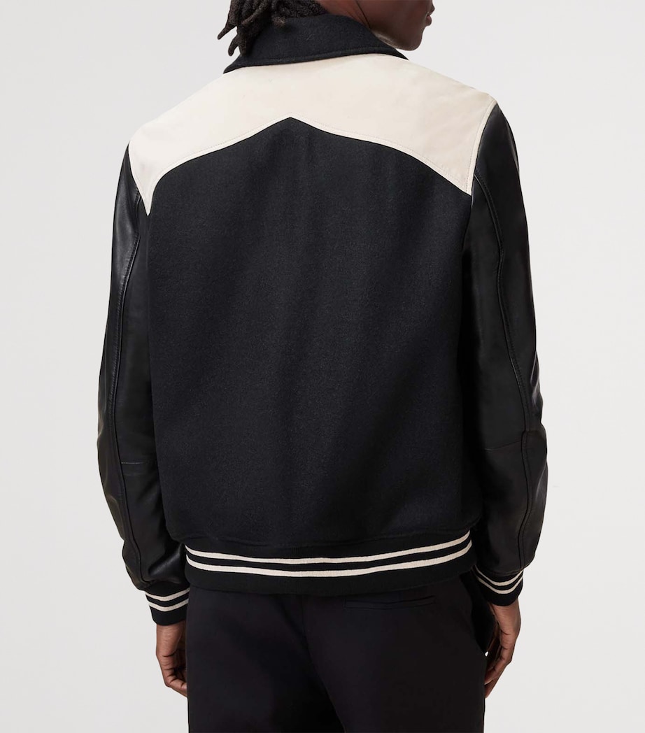 Leather-Trim Endleton Bomber Jacket BLACK/ECRU WHITE Image 7