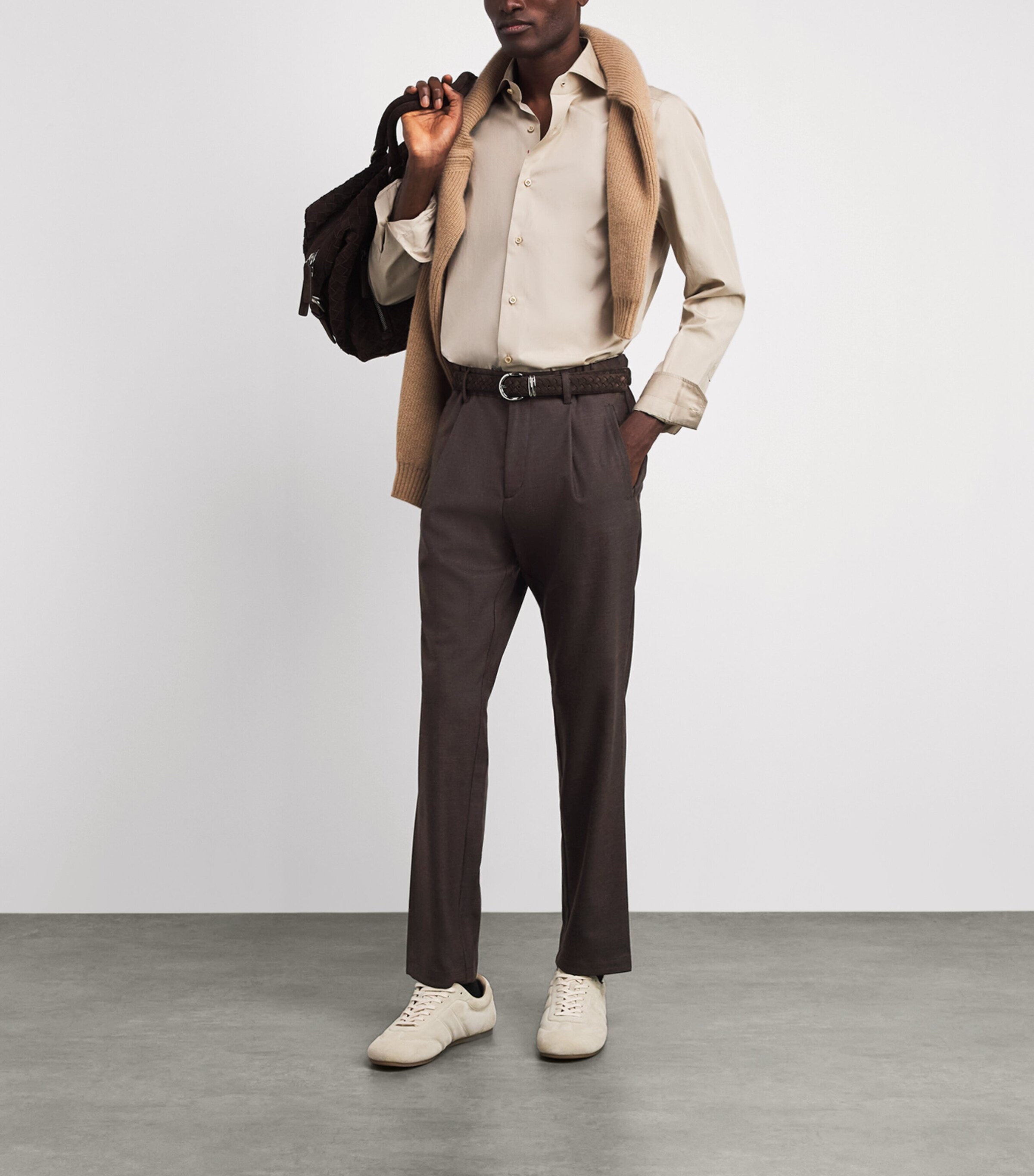 Herno Mens Elasticated Tailored Trousers Marrone Scuro Image 2