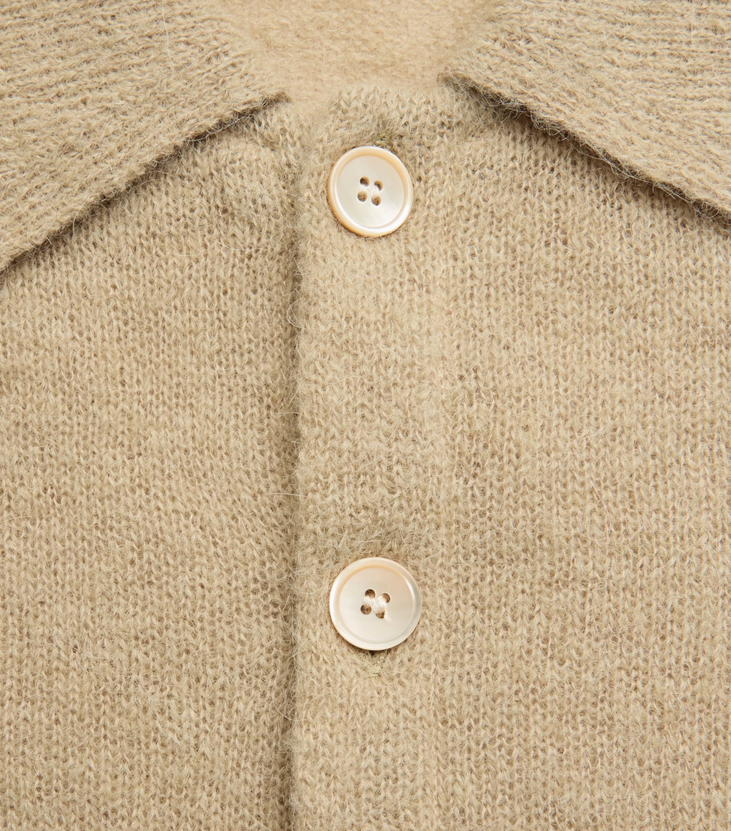 Our Legacy Mens Alpaca-Blend Evening Polo Cardigan Soft Sage Fuzy Alpca Image 6