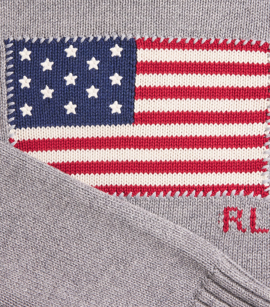 Polo Ralph Lauren Womens Cotton American Flag Sweater Drift Grey Melange Image 6