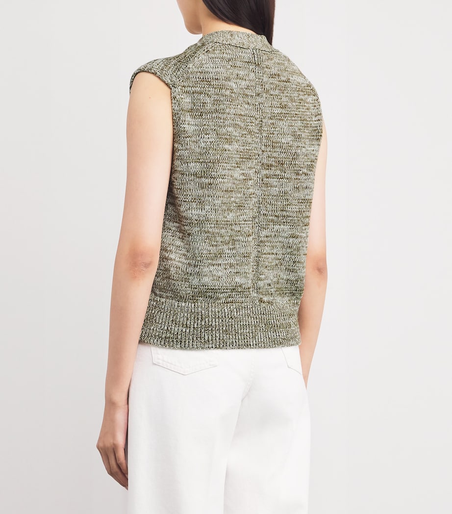 Cotton Buttoned Vest GOLDEN OLIVE/CREAM Image 4