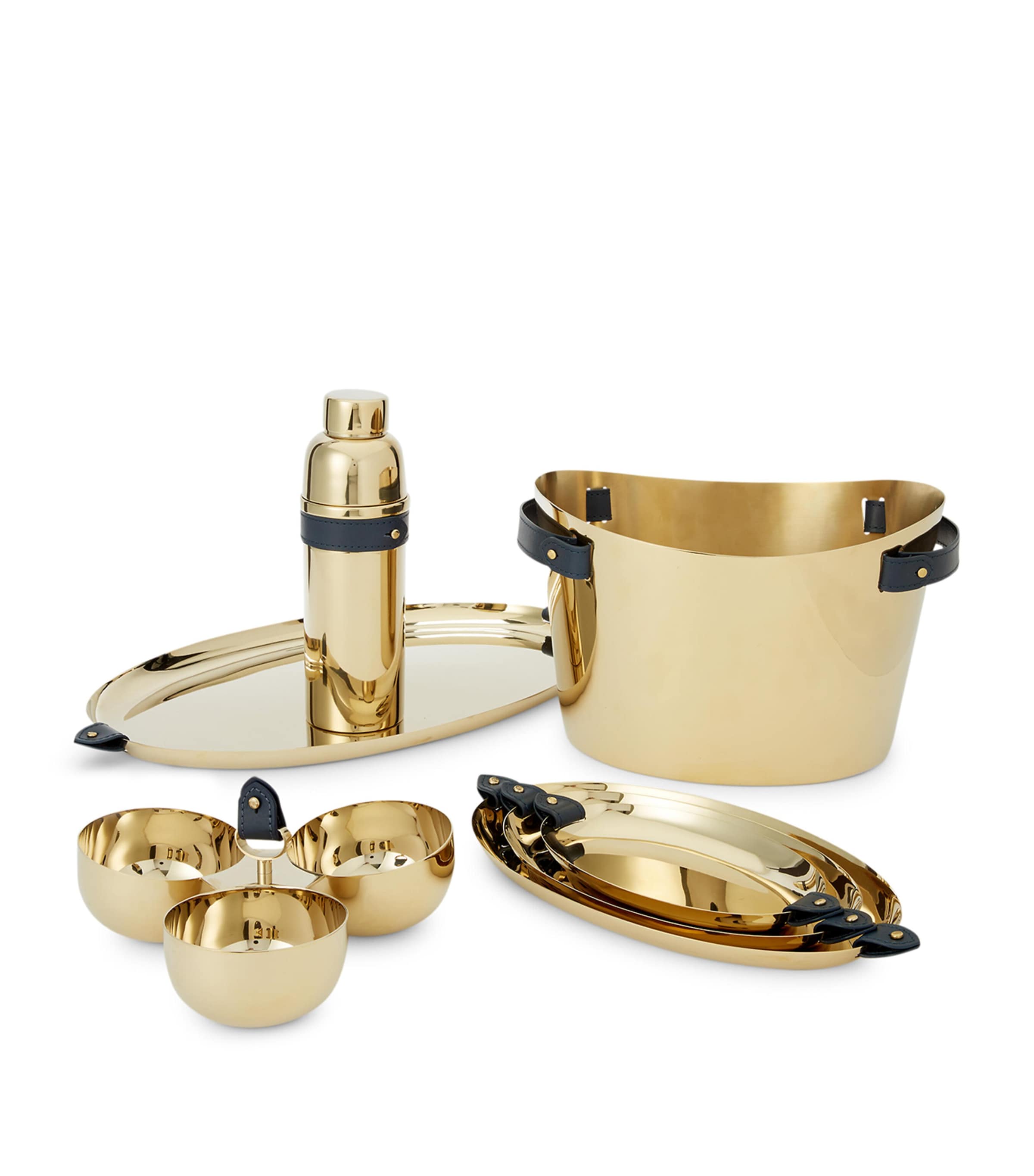 Ralph Lauren Home Stainless Steel Wyatt Triple Nut Bowl (11.5cm) Navy / Gold Image 2