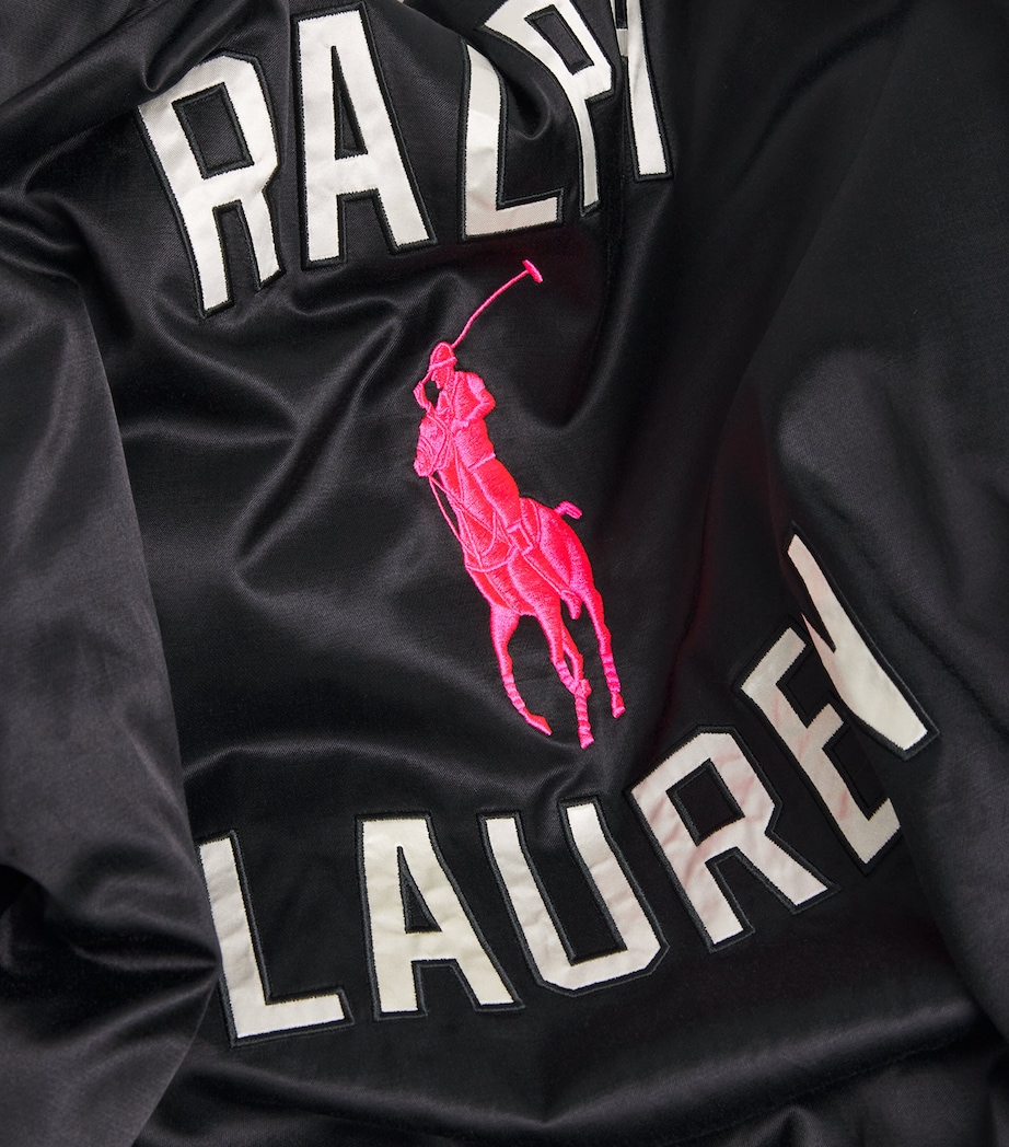Satin Pink Pony Baseball Jacket POLO BLACK Image 5