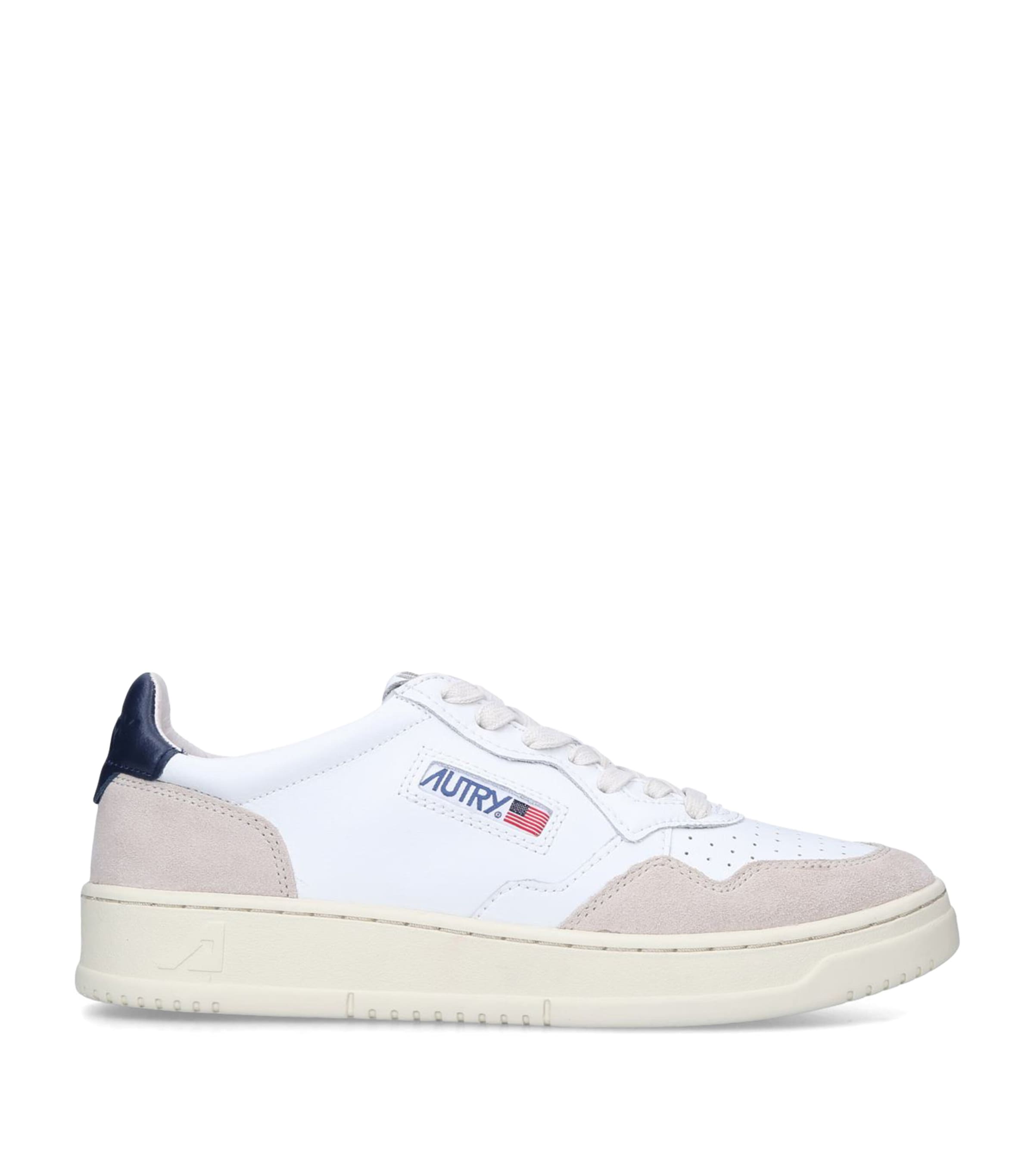 Autry 'medalist' White Low Top Sneakers With Beige Suede Details In White
