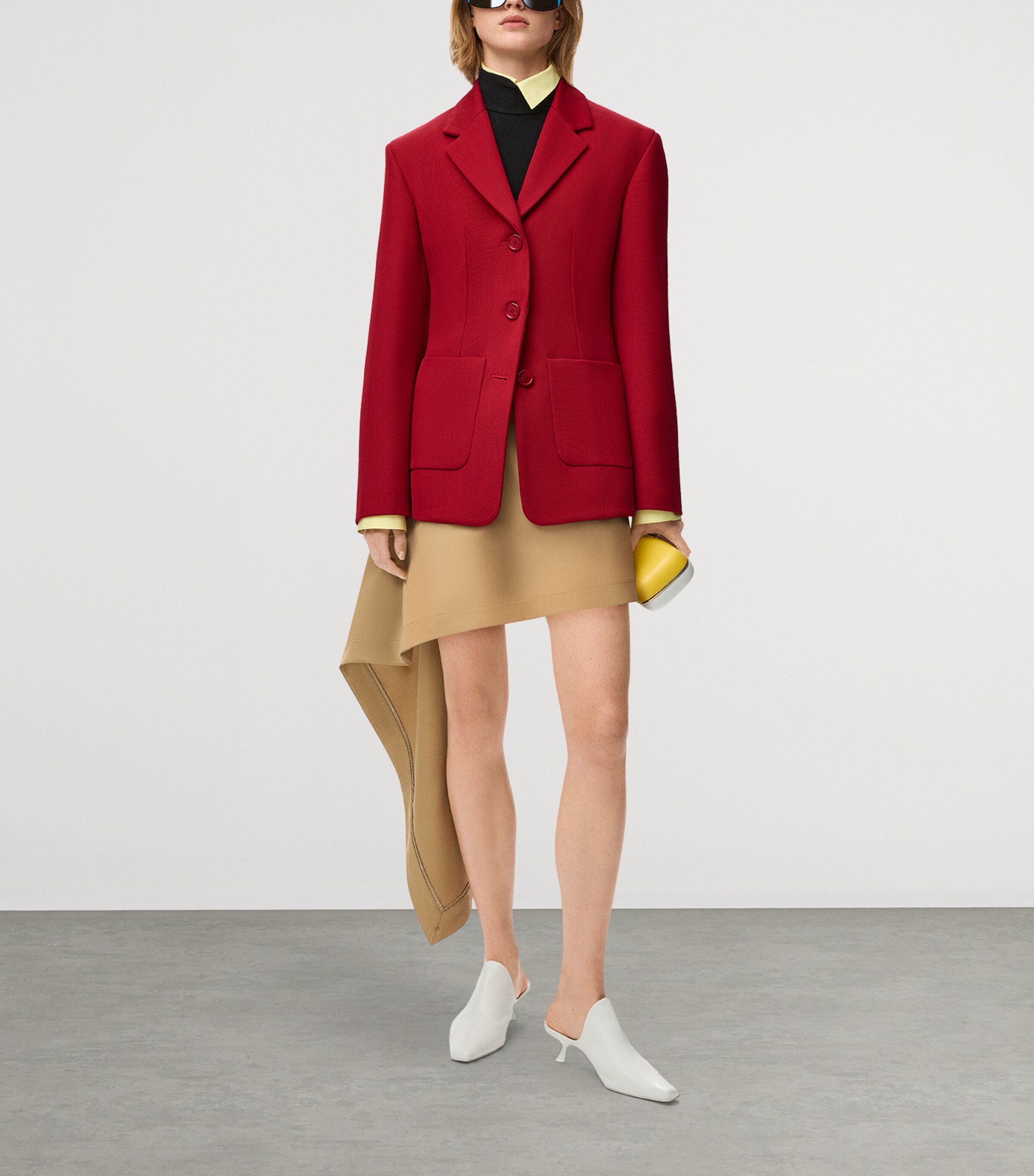 LOEWE Womens Cotton-Blend Draped Mini Skirt Beige Image 2