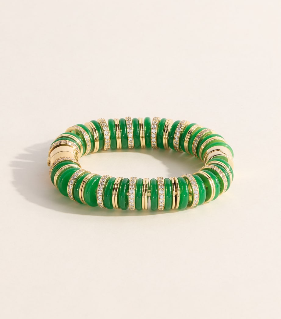 Eddie Borgo Gold-Plated Jade, Malachite and Pavé Crystal Lenox Bracelet Malachite/new Jade Image 1
