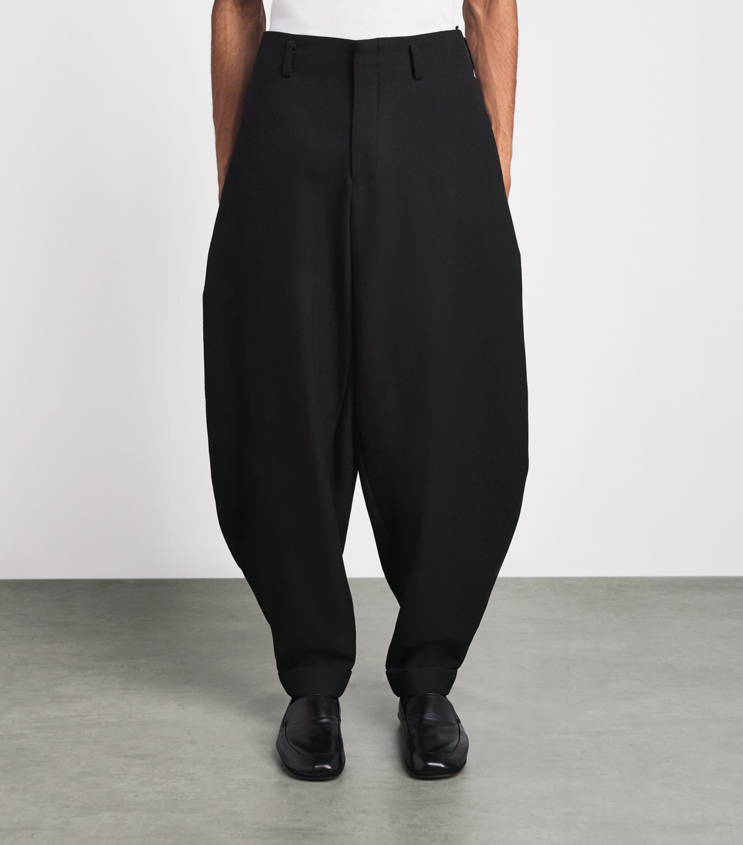 Comme Des Garçons Mens Wool Balloon Wide-Leg Trousers Black Image 4