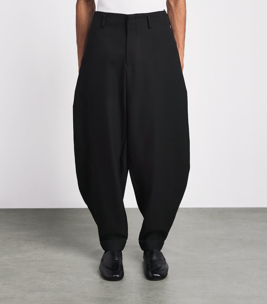 Comme Des Garçons Mens Wool Balloon Wide-Leg Trousers Black Image 4