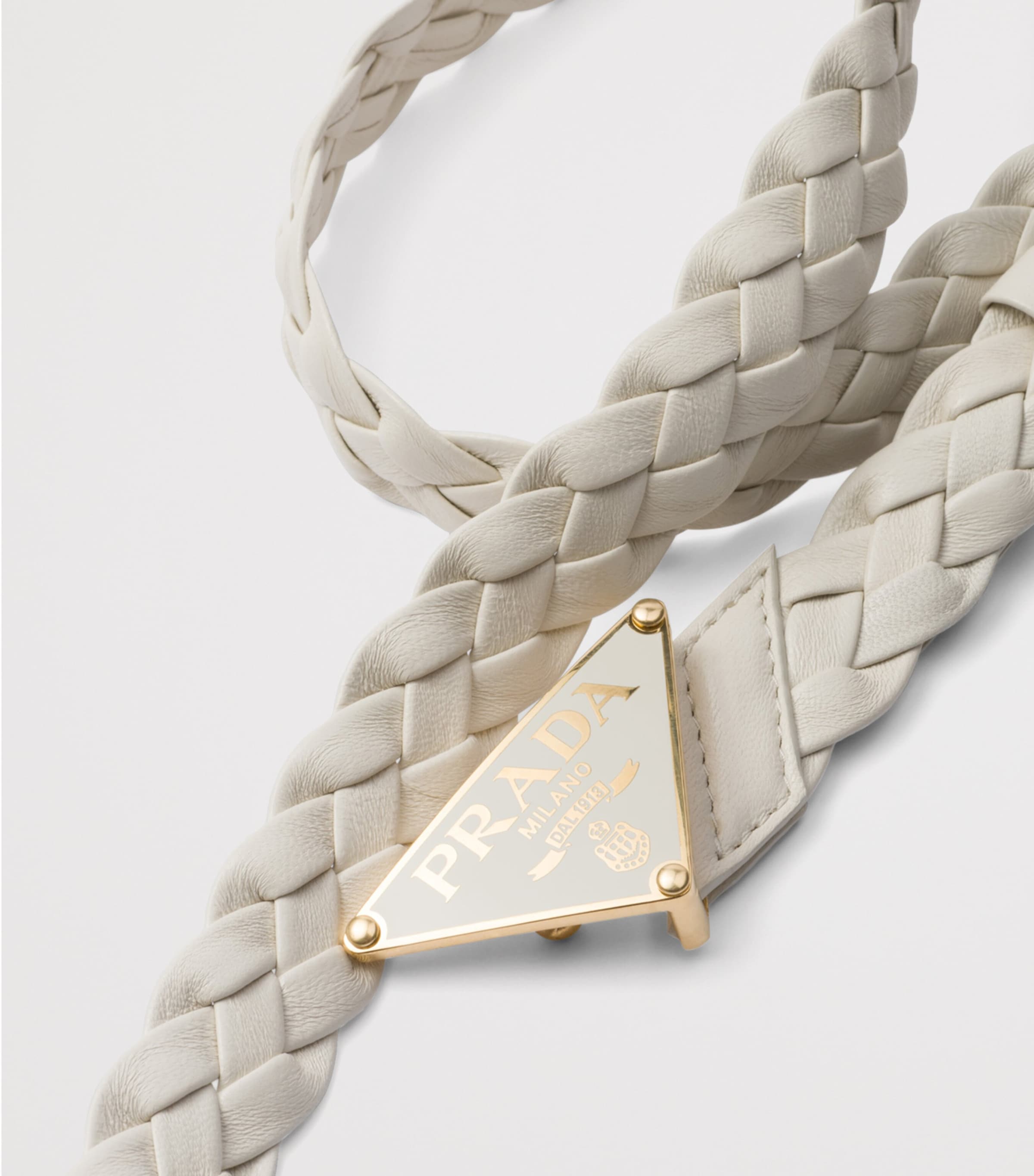 Prada Nappa Leather Braided Belt White Image 2