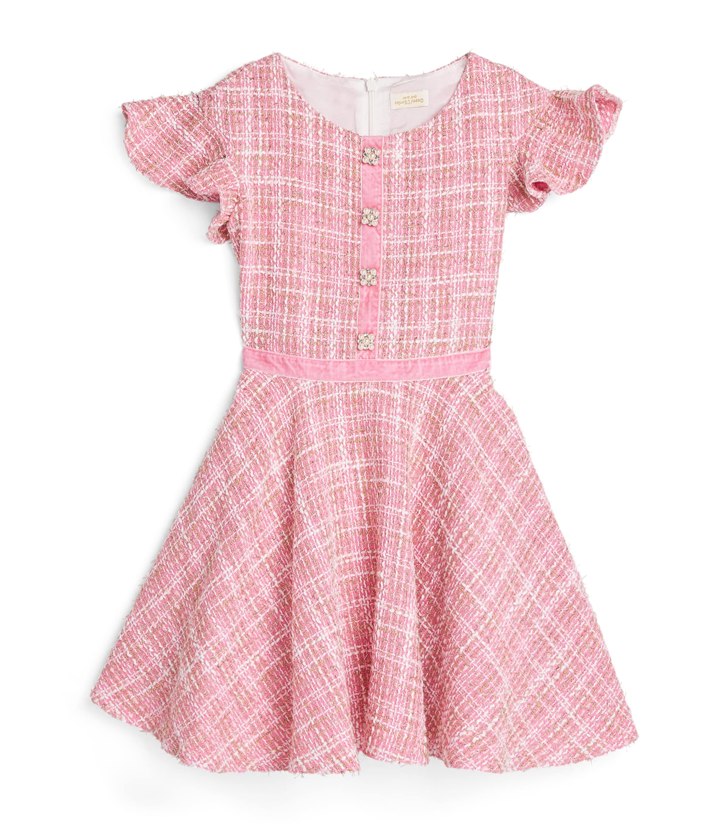 David Charles Kids' Tweed Embellished Dress In Pink