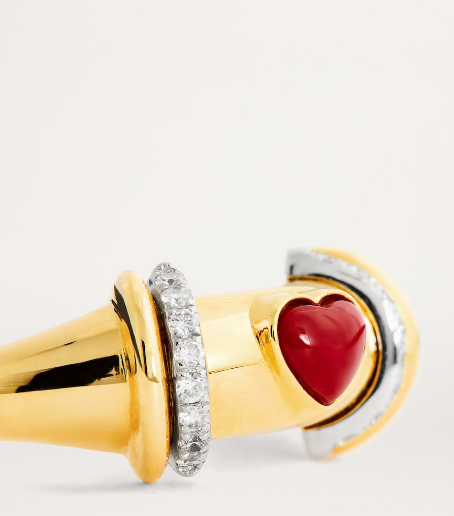 Yellow Gold, Diamond and Coral Lot N*91 Ring YELLOW GOLD Image 6