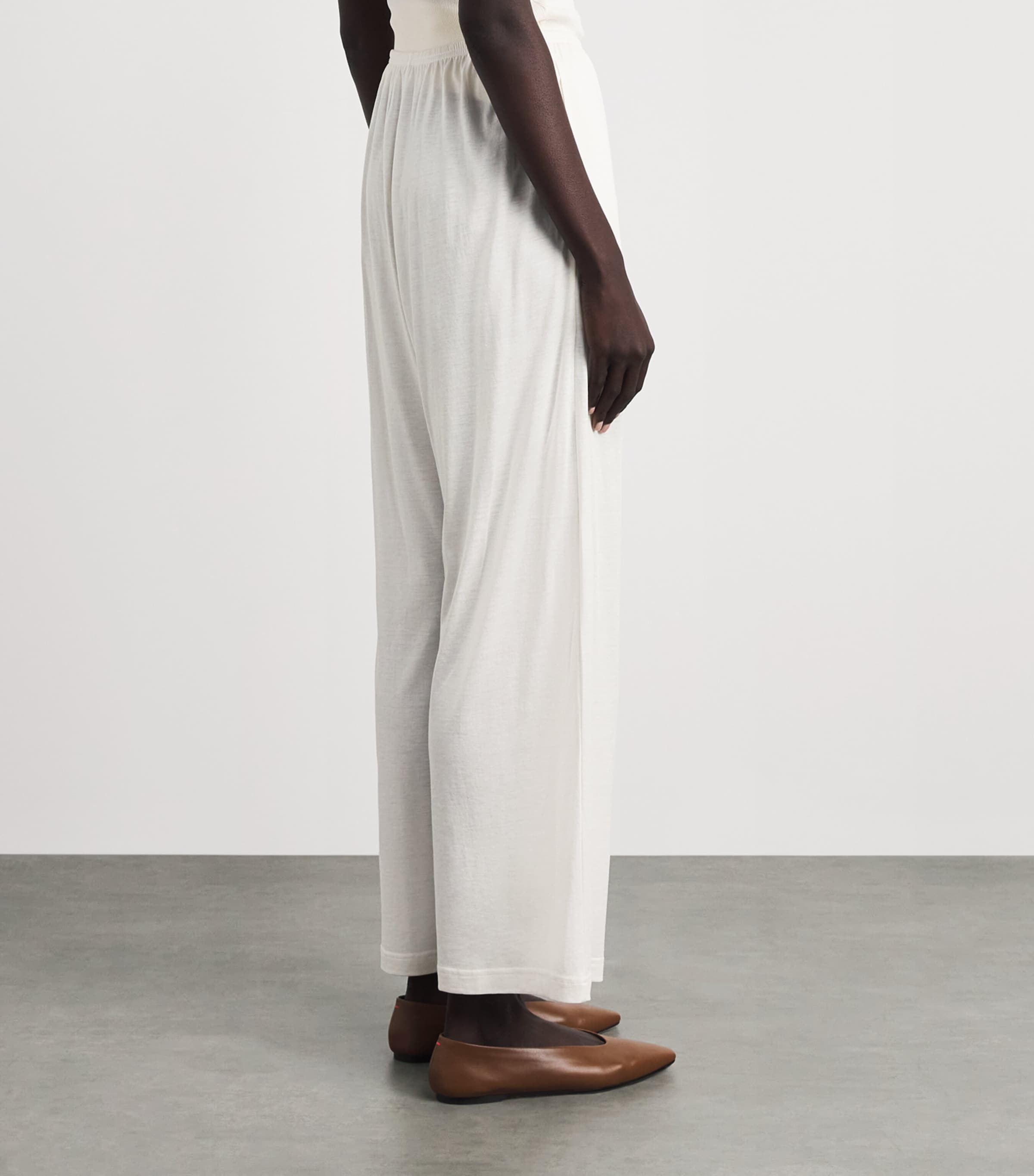 Toteme Womens Cotton-Silk Wide-Leg Trousers Off White Image 5
