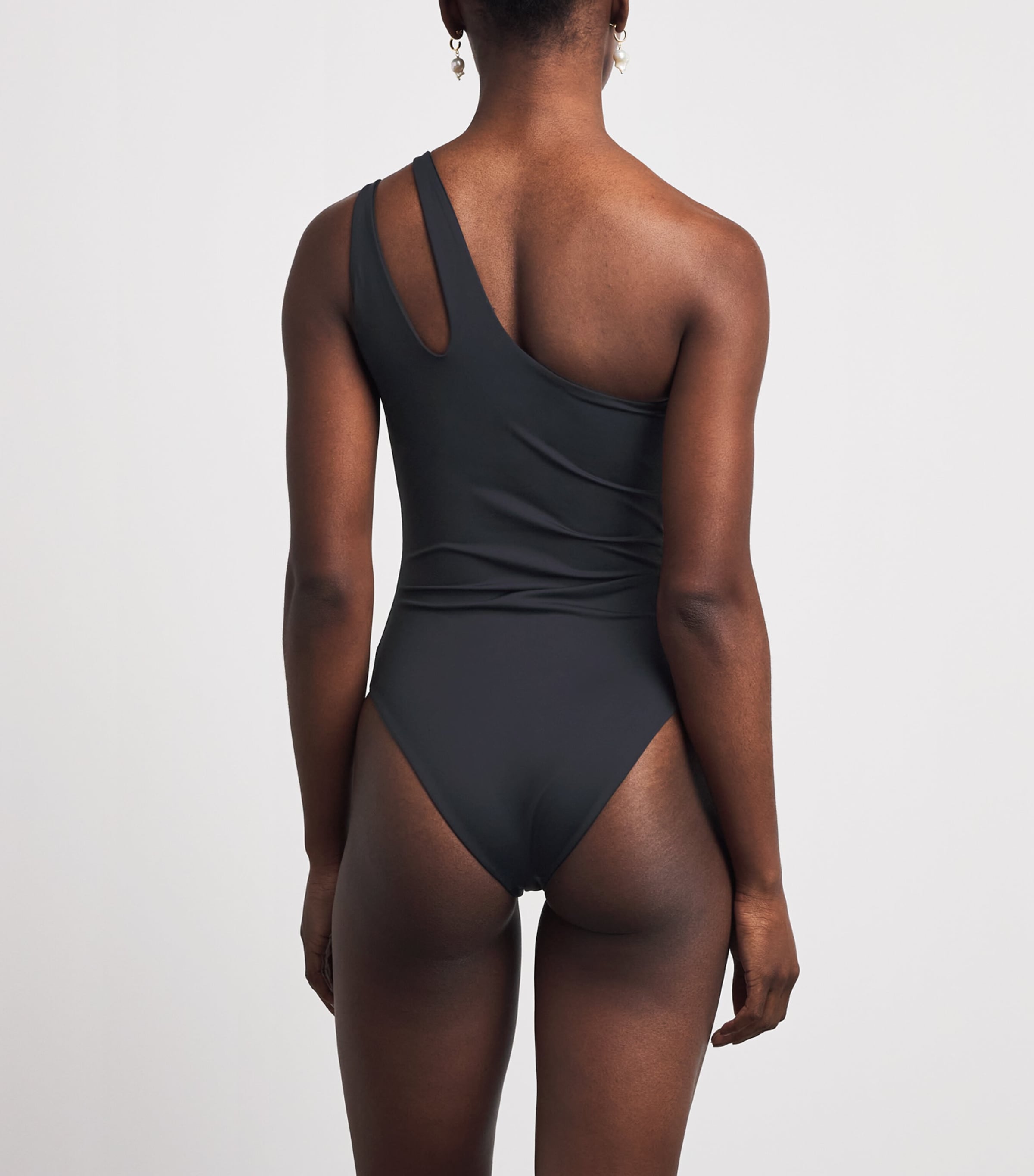 Moré Noir Womens Embellished One-Shoulder Swimsuit Black Image 3