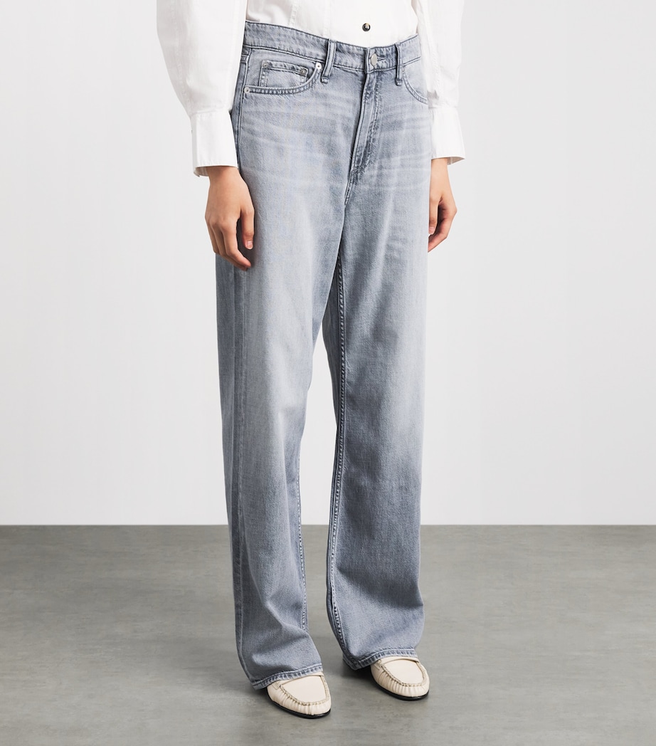Rag & Bone Womens Featherweight Logan Mid-Rise Wide-Leg Jeans Sterling Image 4