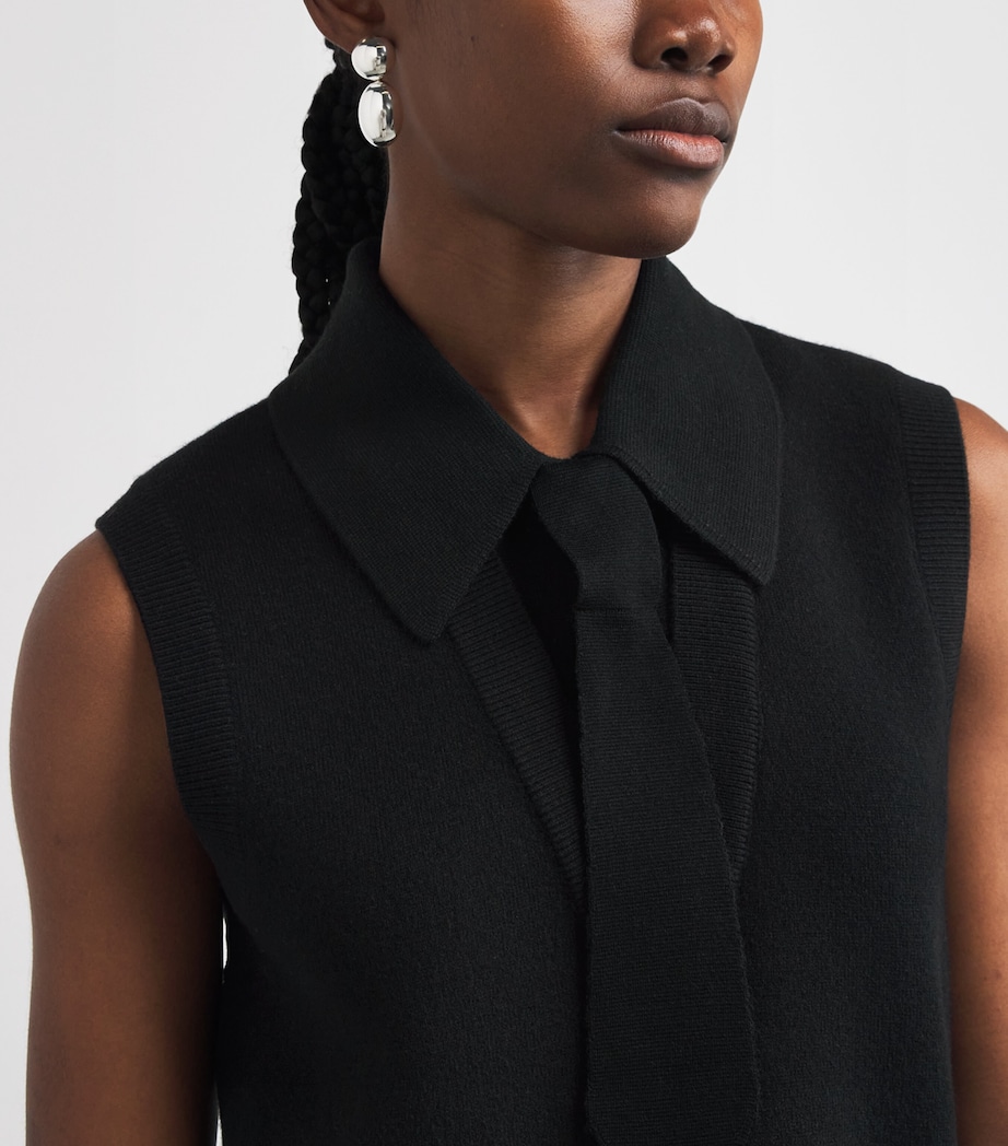 Wool-Blend Tie-Neck Sweater BLACK Image 6