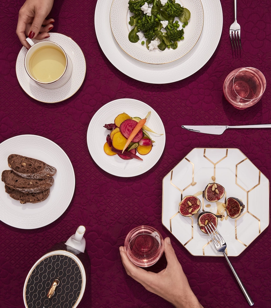 Gio Gold Teacup and Saucer WHITE Image 2