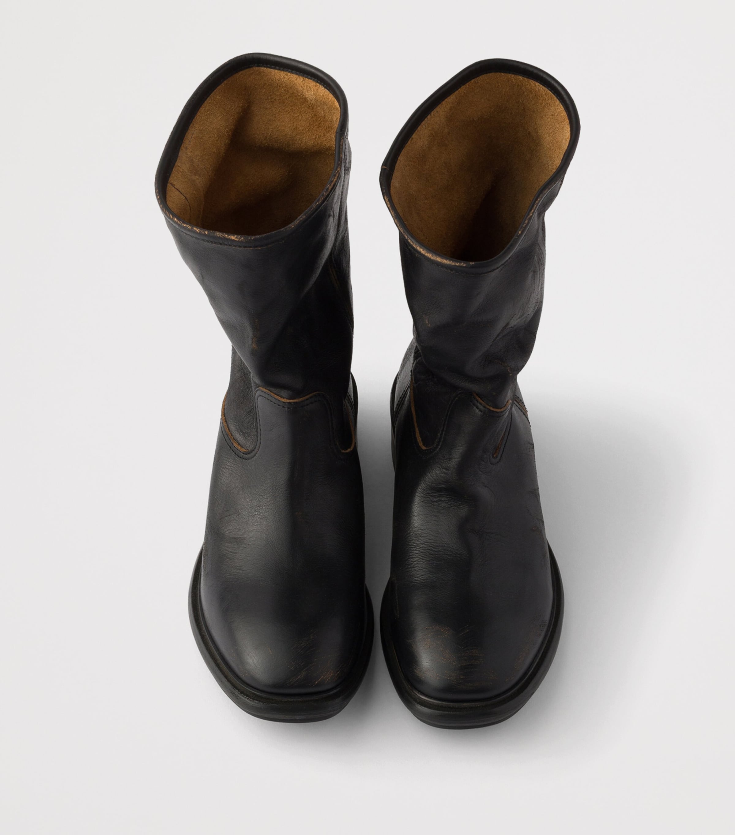 Prada Leather Vintage-Effect Mid-Calf Boots 30 Black Image 3